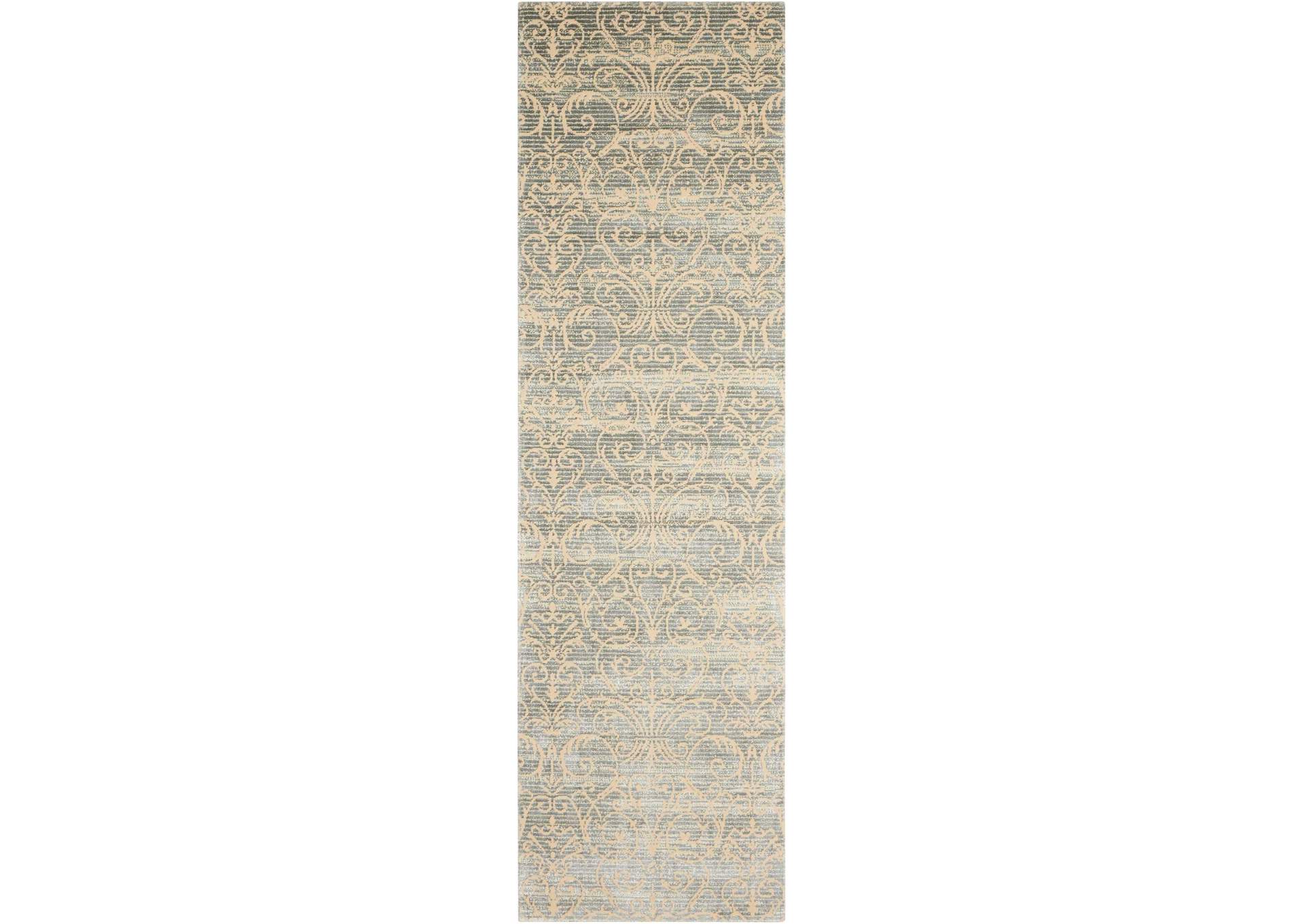 Nourison Luminance LUM05 Blue 8' Runner Hallway Rug,Nourison