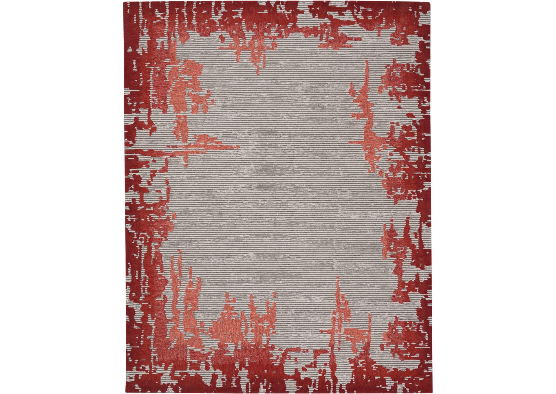 Nourison Symmetry SMM02 Ivory and Red 8'x10' Large Textured Rug,Nourison