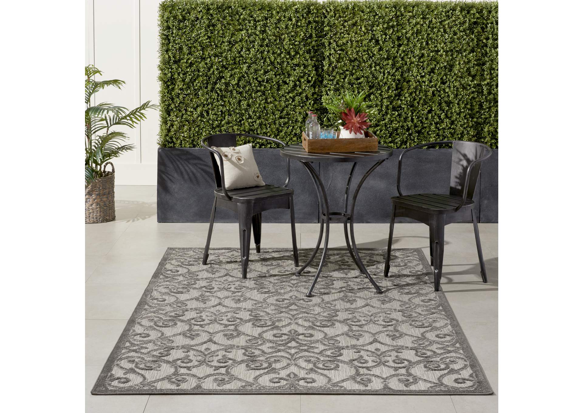 Nourison Aloha 4'x6' Grey Patio Area Rug,Nourison