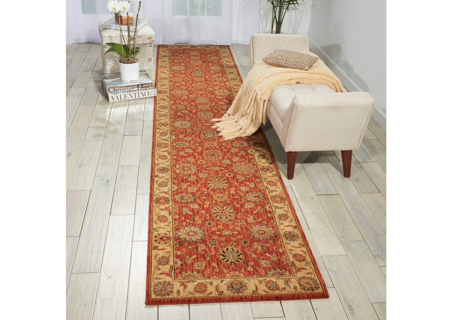 Nourison Living Treasures LI05 Brown 8' Runner Hallway Rug,Nourison