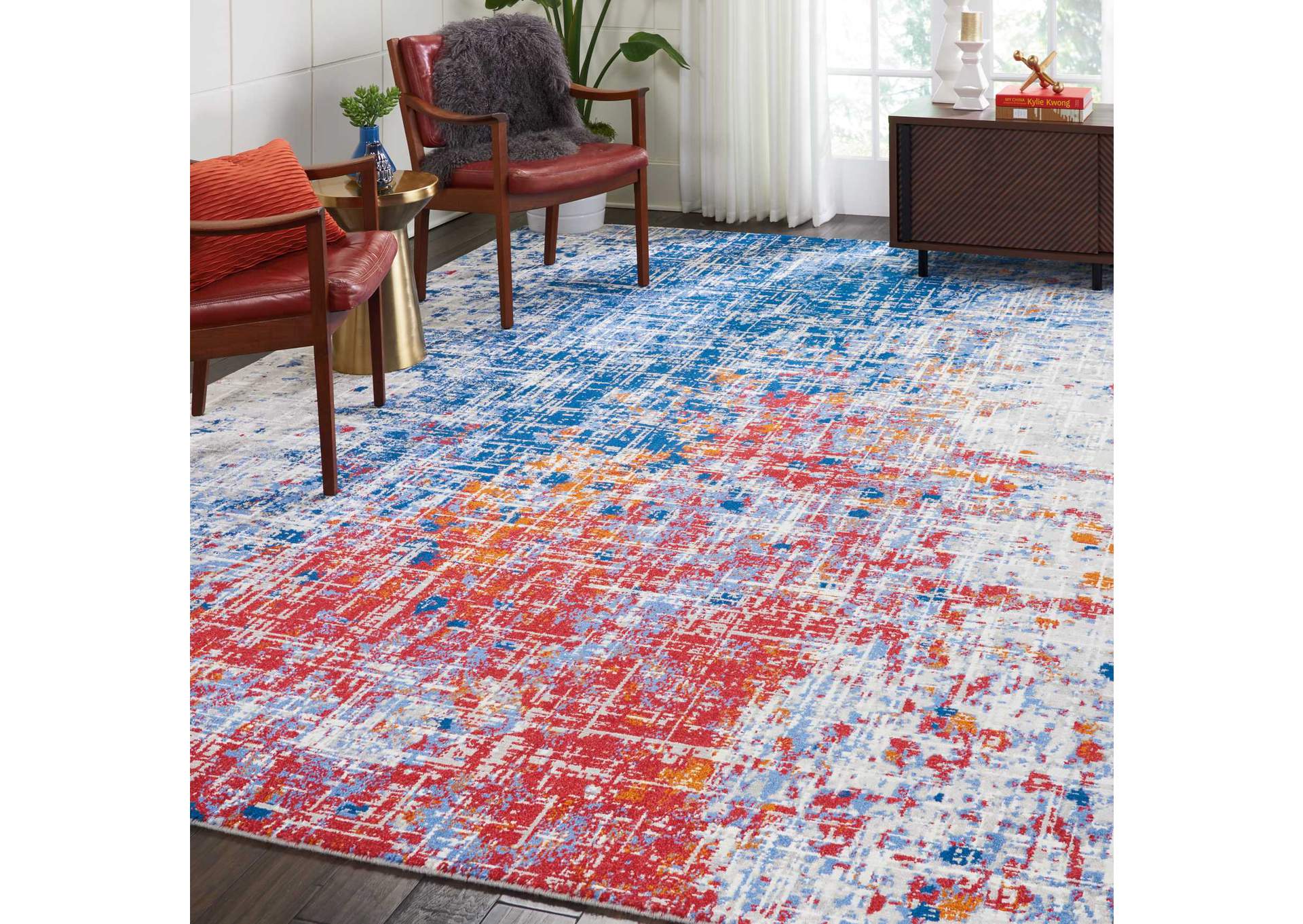 Nourison Twilight TWI25 Red and Blue 9'x12' Oversized Rug,Nourison