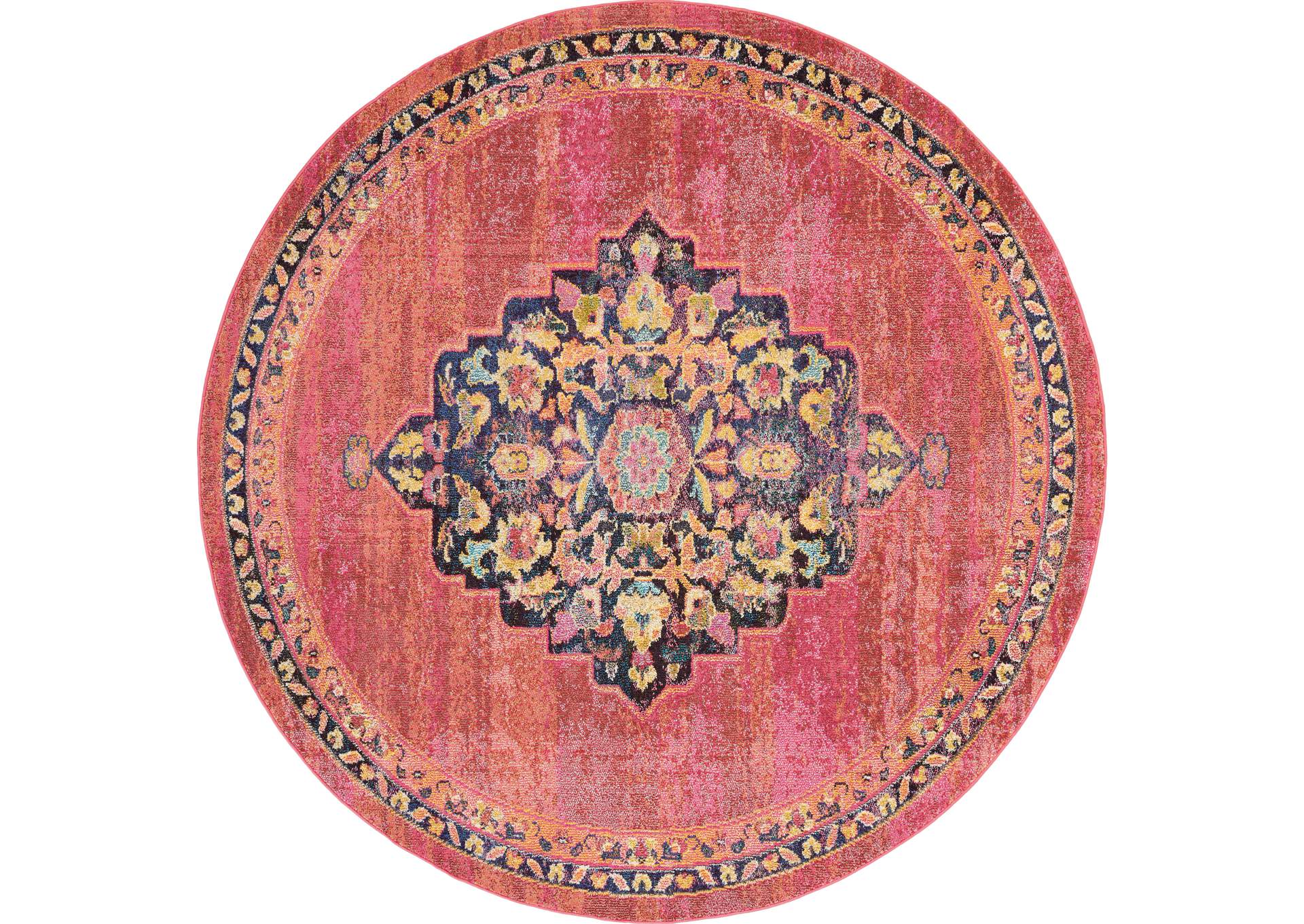 Nourison Passionate PST01 Pink Multicolor 8' Round Large Rug,Nourison