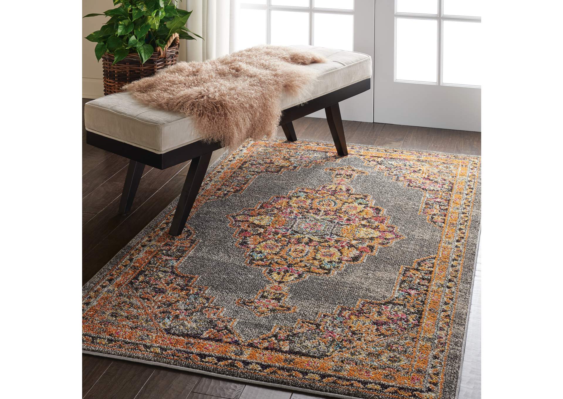 Nourison Passionate PST01 Grey Multicolor 4'x6' Persian Area Rug,Nourison