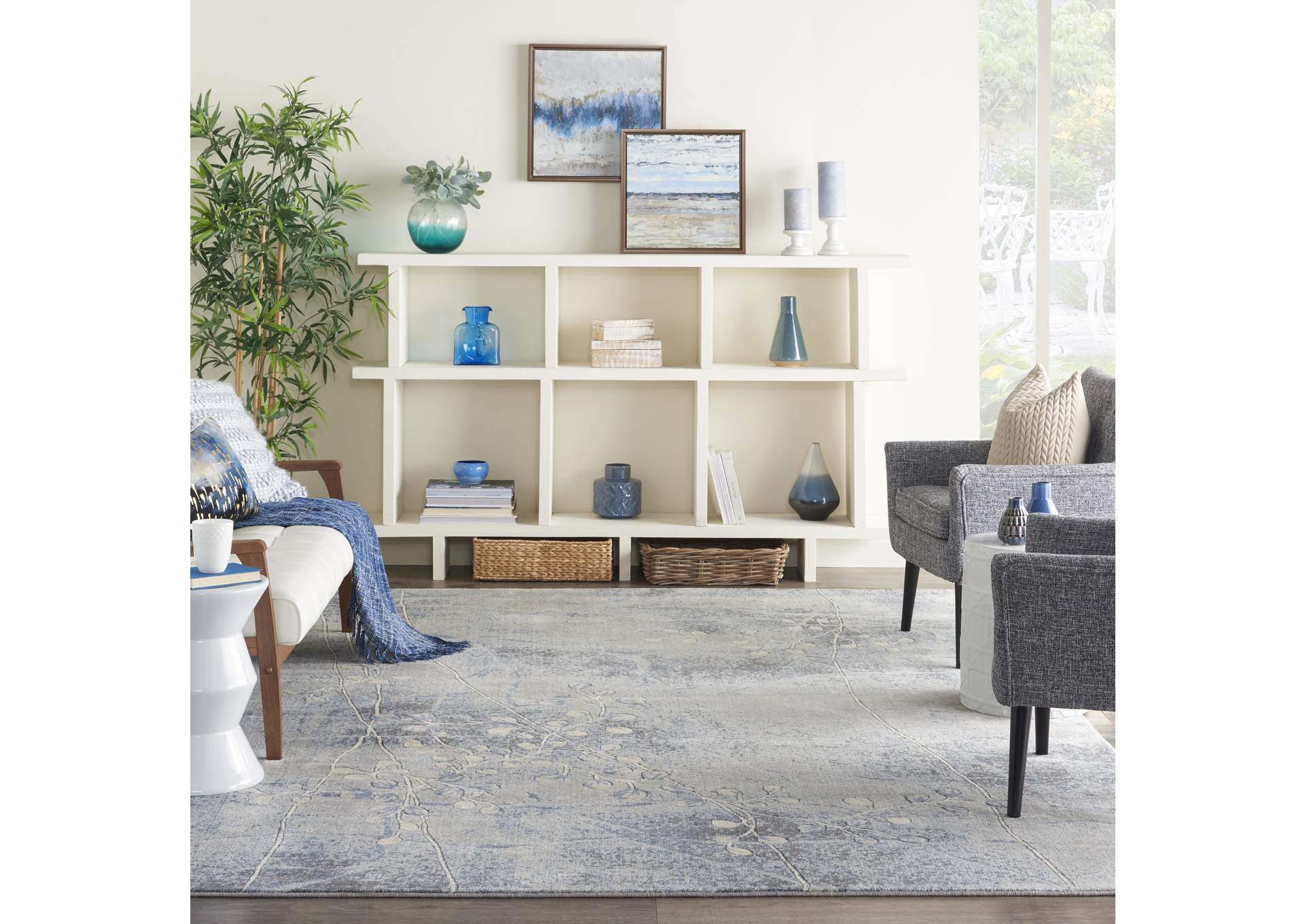 Nourison Somerset ST74 Grey and Blue 8'x11' Rug,Nourison