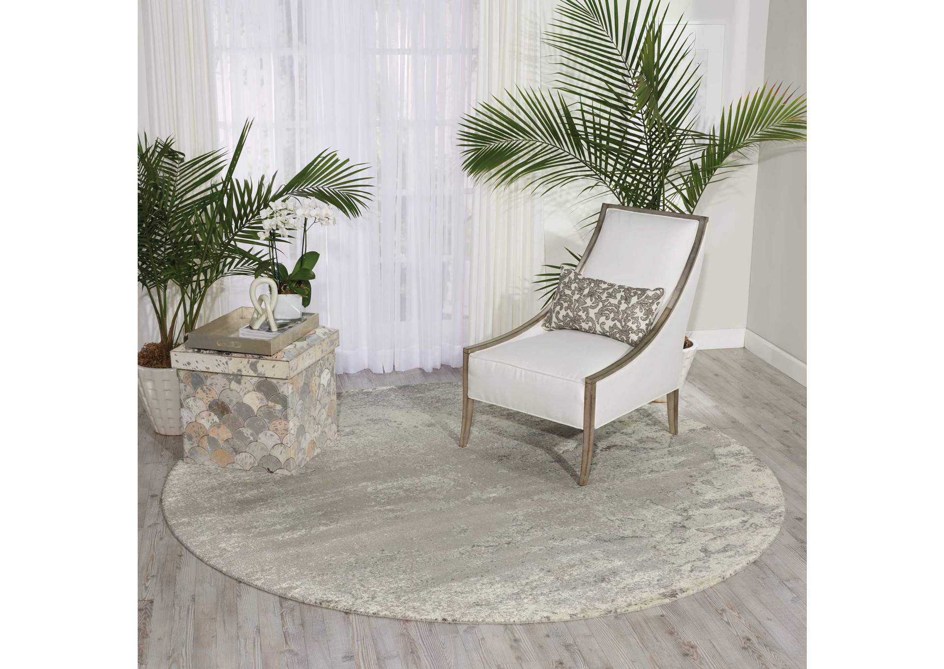 Nourison Twilight TWI06 Grey 8' Round Large Rug,Nourison