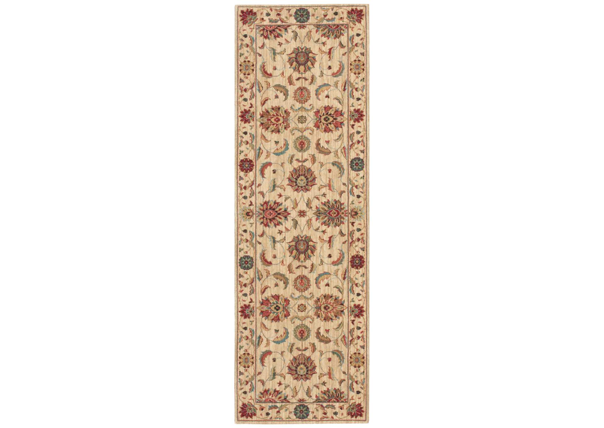 Nourison Living Treasures LI04 Beige and Red 8' Runner Hallway Rug,Nourison