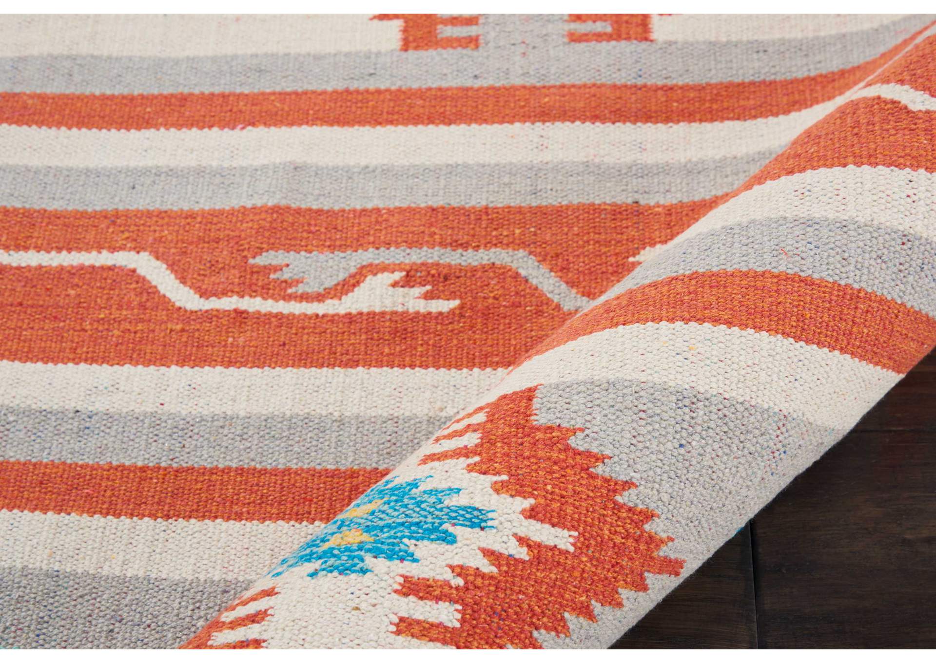 Nourison Baja BAJ03 Grey and White 8' Runner Flat Weave Hallway Rug,Nourison