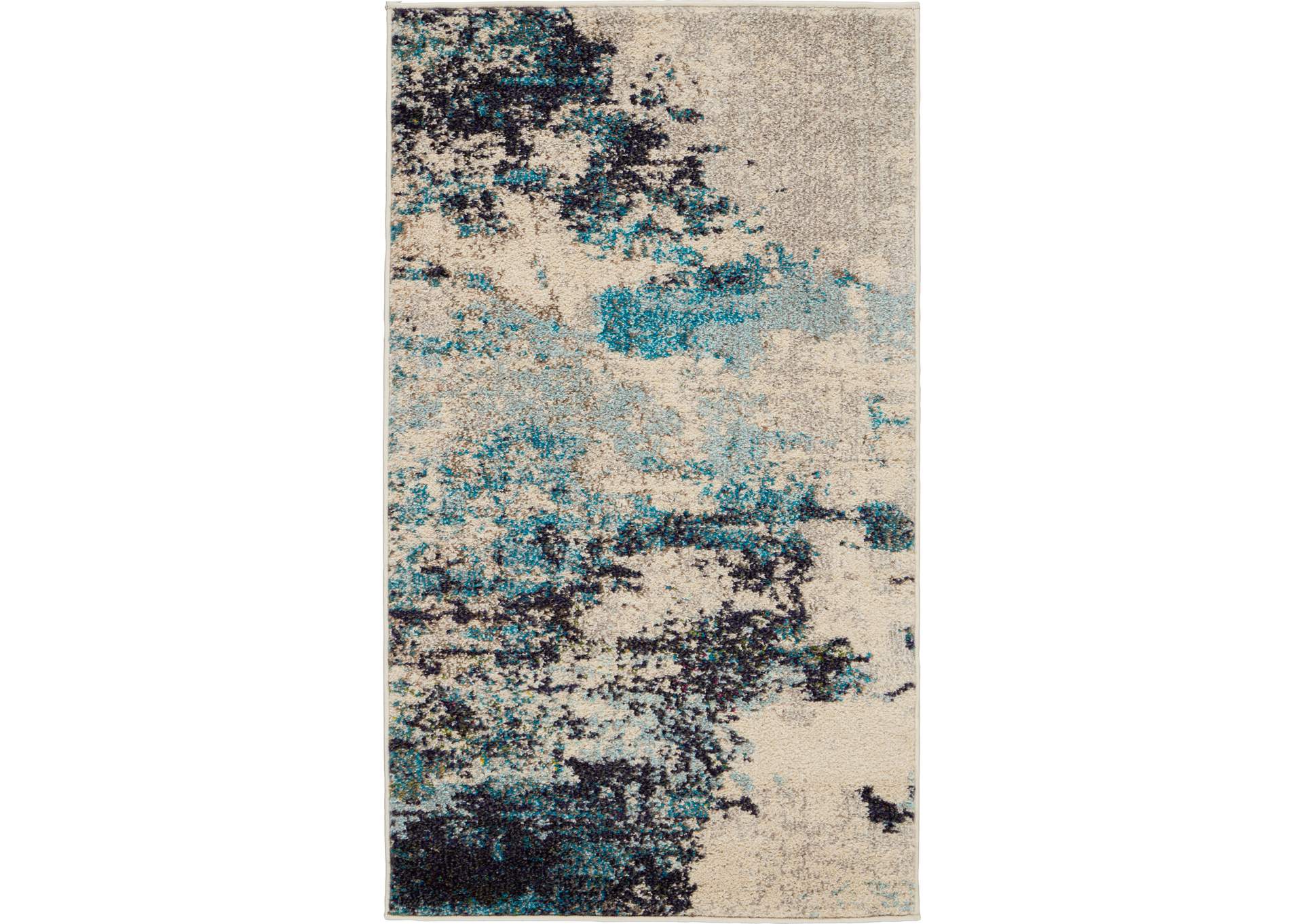 Nourison Celestial CES02 2'x4' Blue and White Beach Area Rug,Nourison