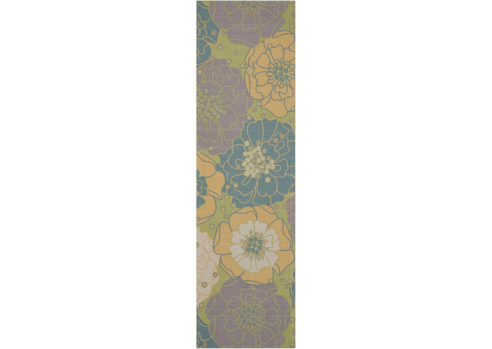 Nourison Home & Garden RS021 Green 8' Runner Hallway Rug,Nourison