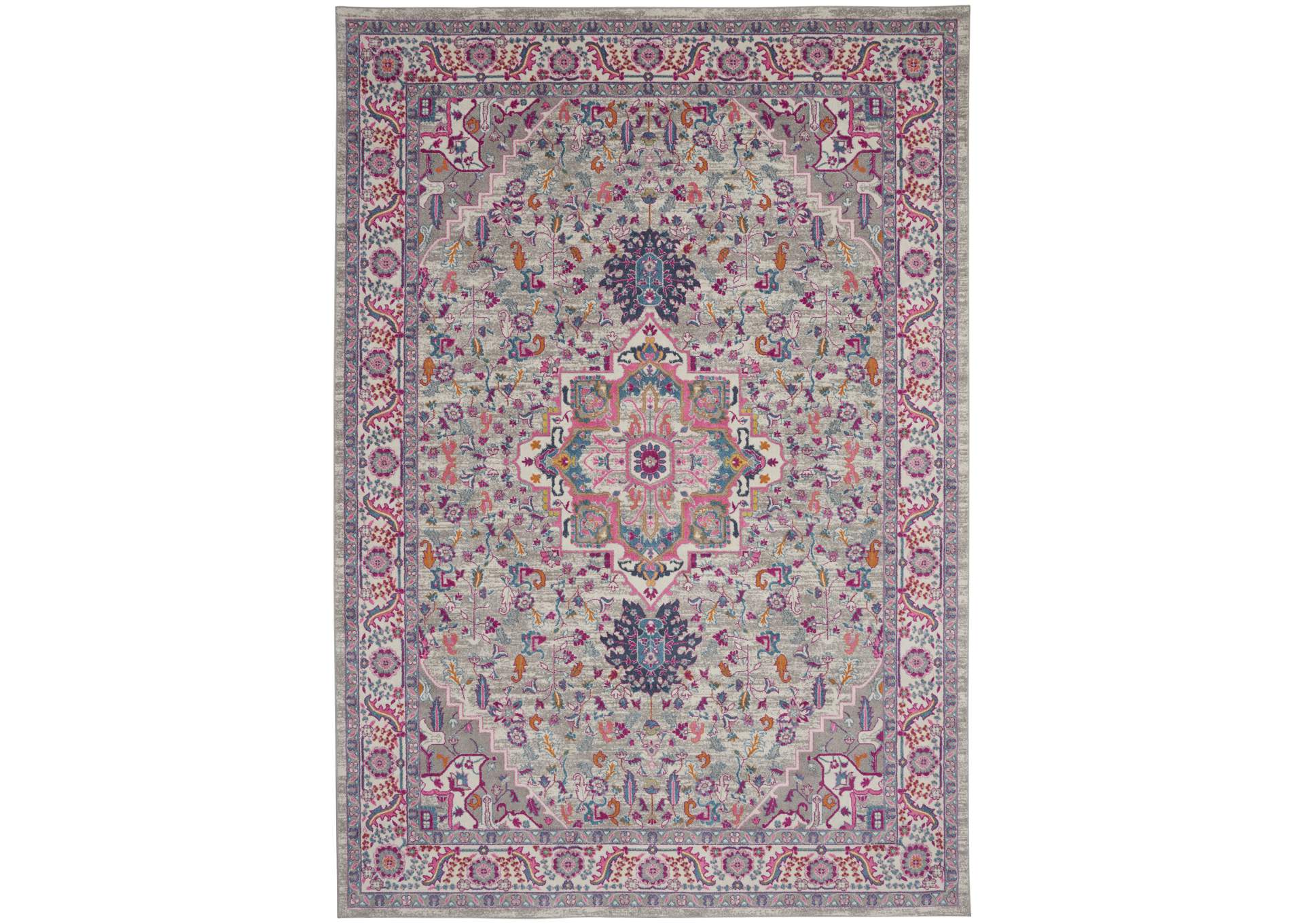 Nourison Passion PSN20 Grey and Pink 9'x12' Large Rug,Nourison