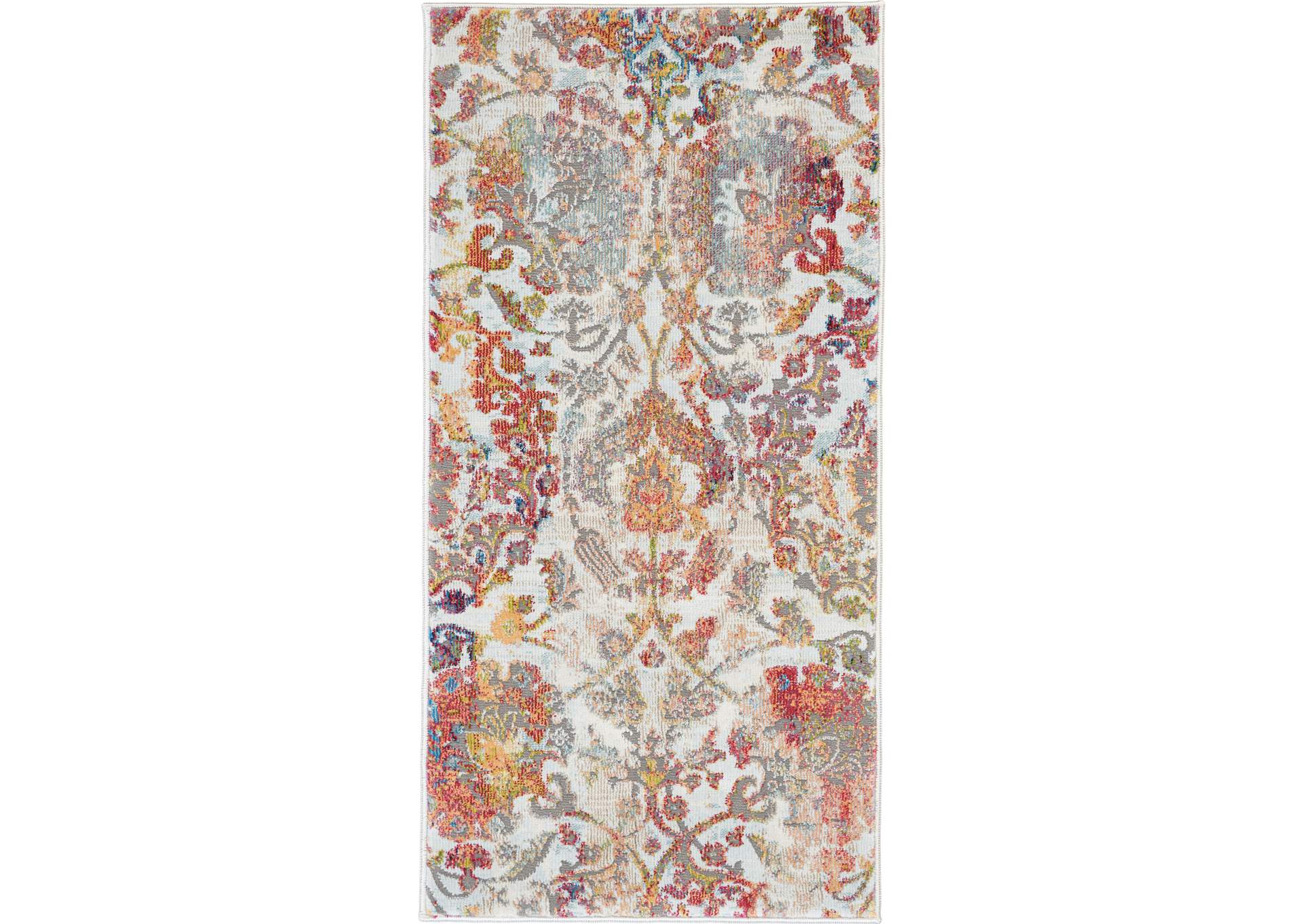 Nourison Ankara Global ANR06 White and Orange French Country Area Rug,Nourison