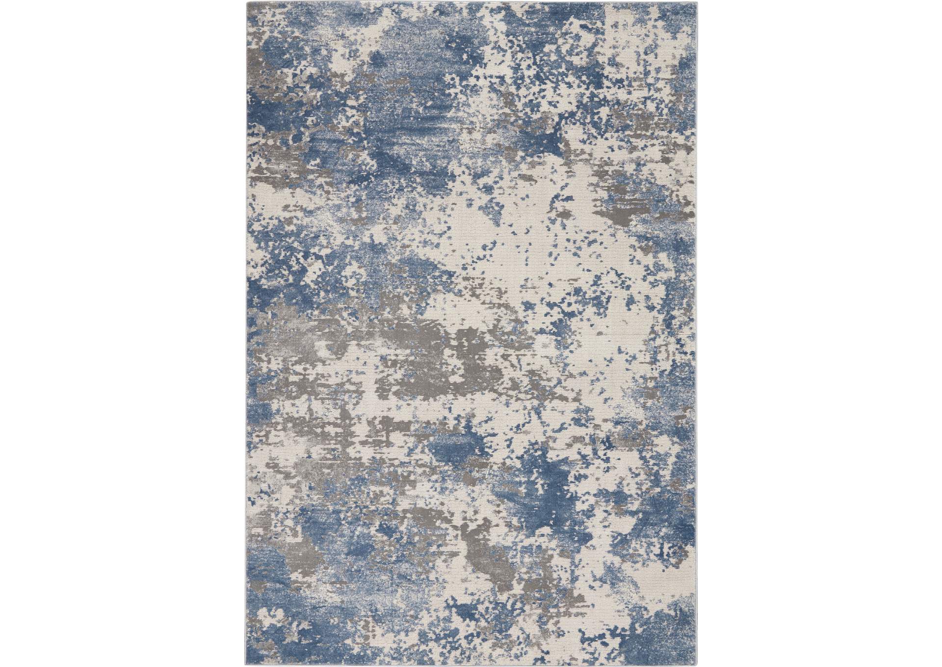 Nourison Rustic Textures RUS08 Blue and Grey 5'x7' Abstract Area Rug,Nourison