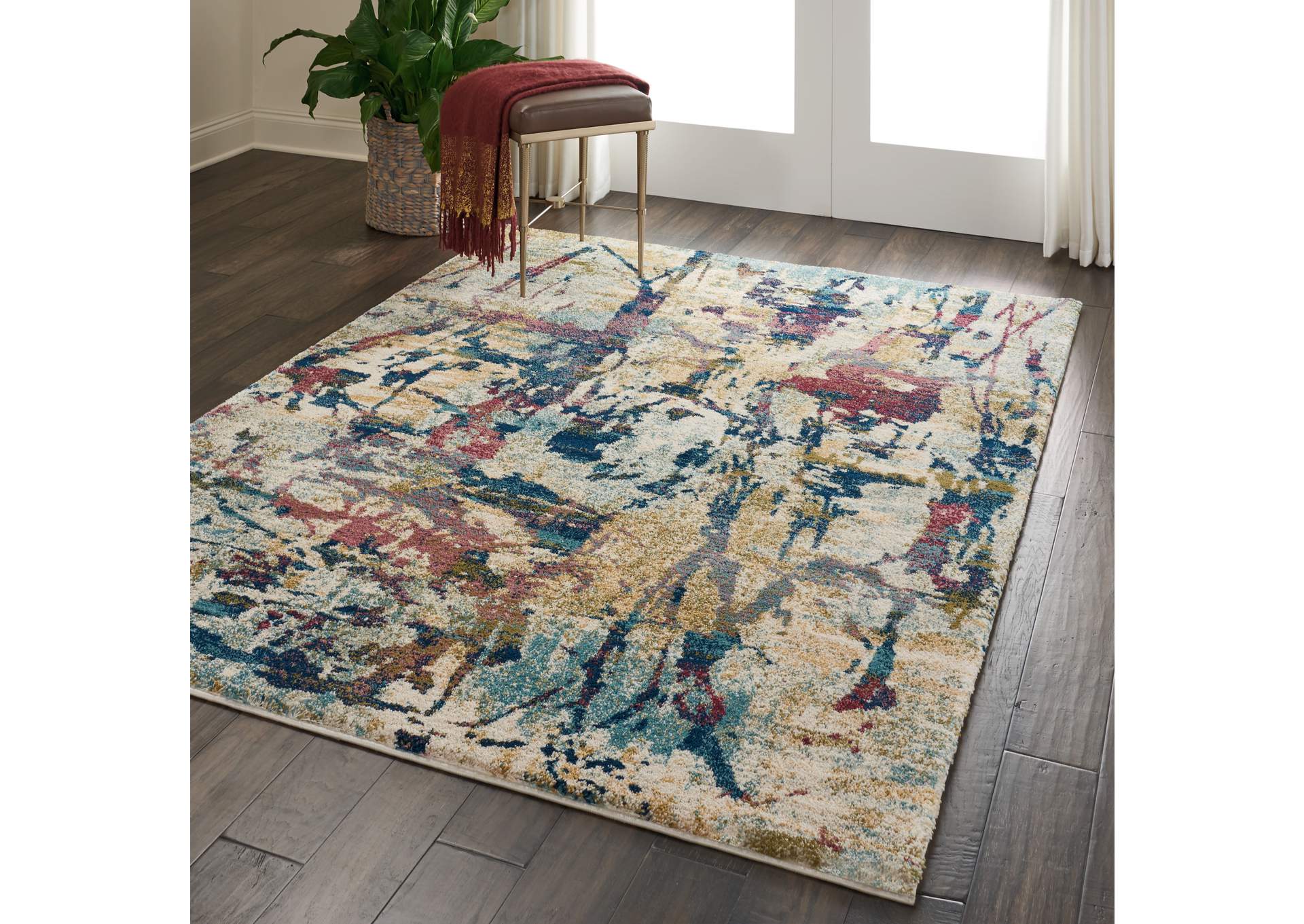 Nourison Fusion FSS10 Multicolor 5'x7' Colorful Area Rug,Nourison
