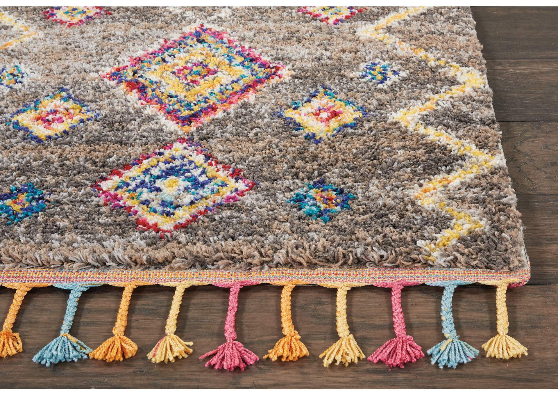Nourison Nomad NMD05 Grey Multicolor 6' Runner Hallway Rug,Nourison