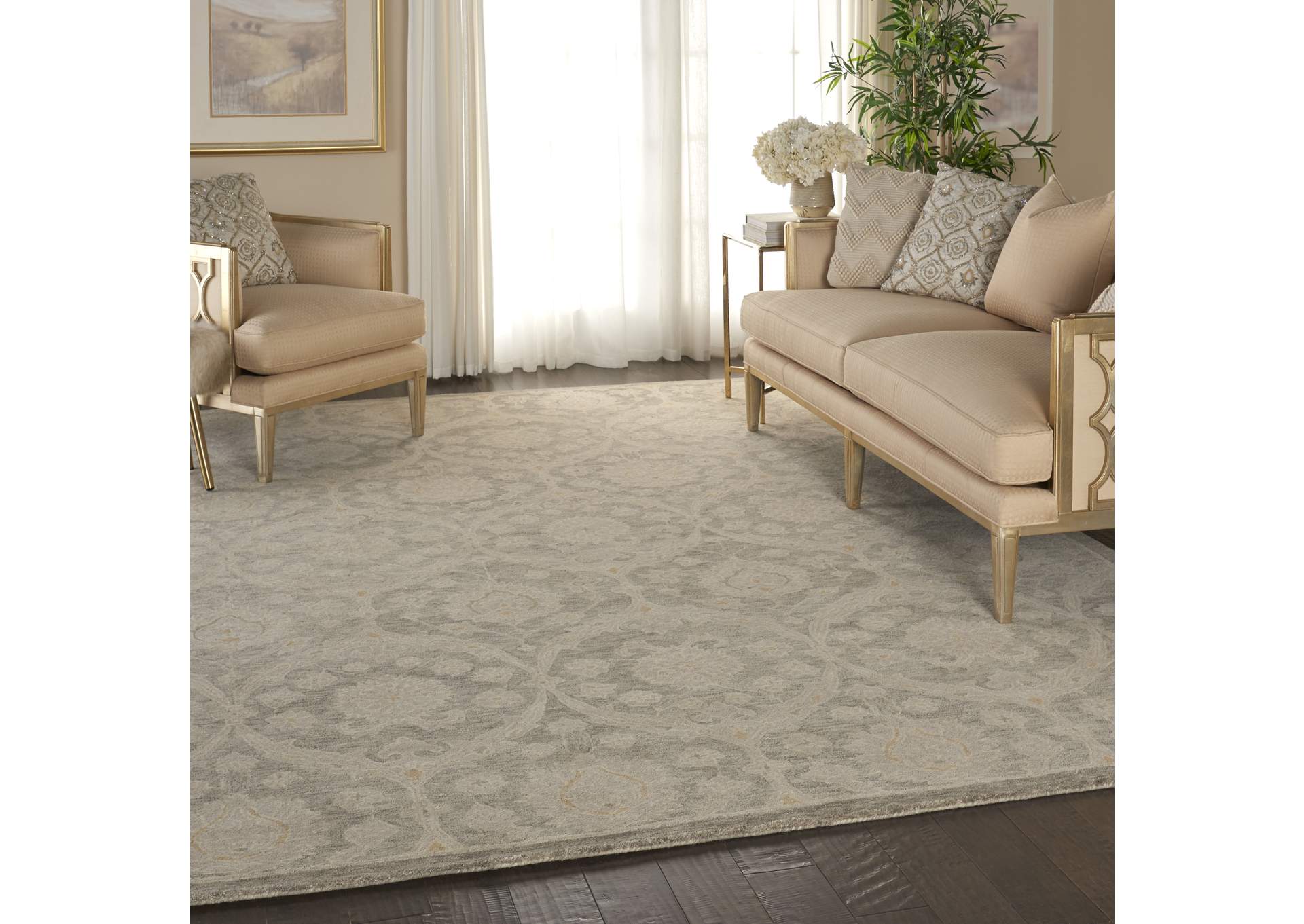 Nourison Jazmine JAZ03 Grey 9'x12' Oversized Wool Rug,Nourison