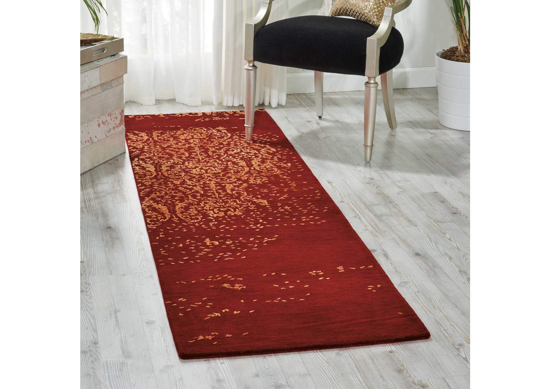 Nourison Opaline OPA08 Burnt Orange 8' Runner Hallway Rug,Nourison