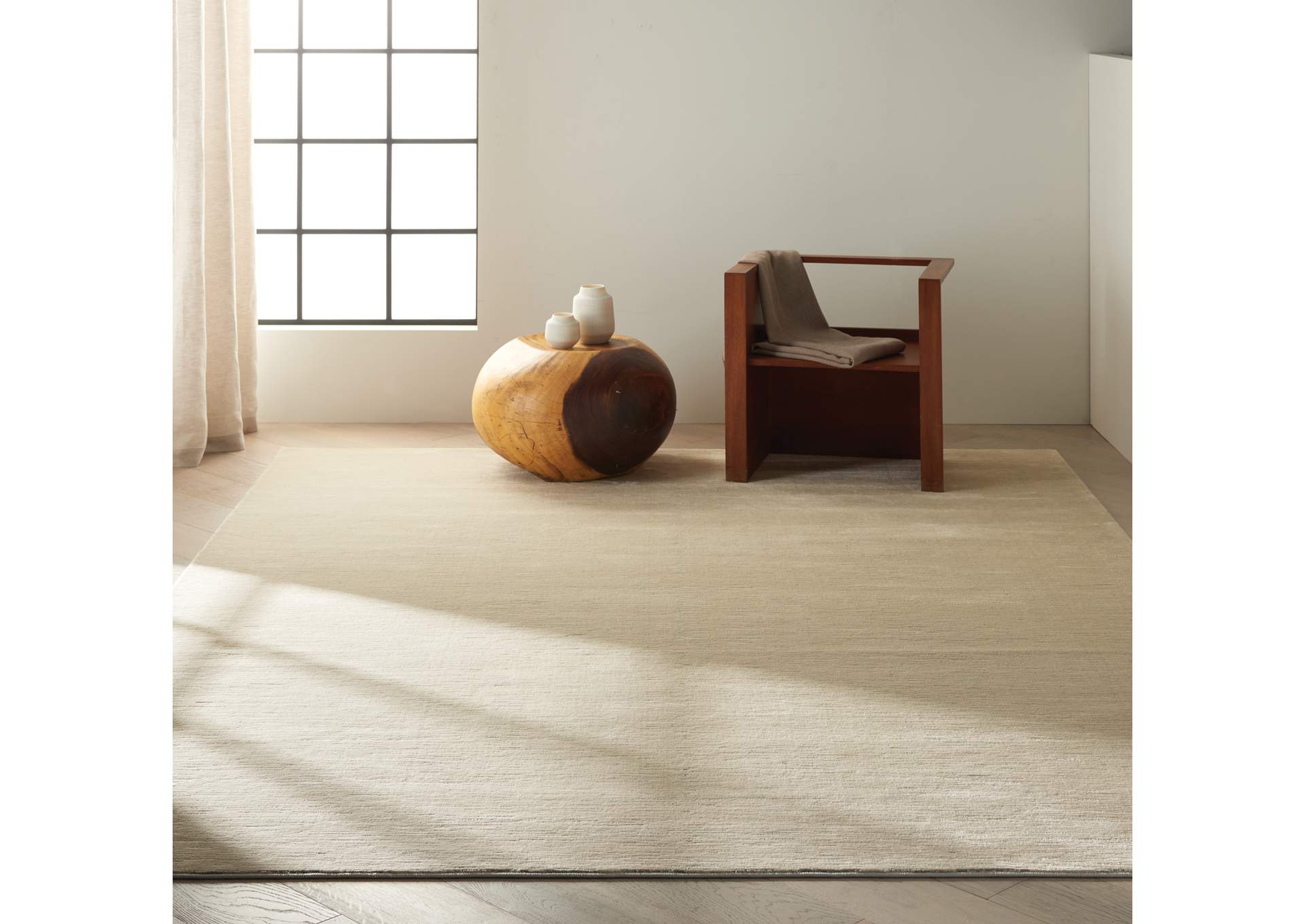 Calvin Klein Jackson CK781 Ivory and Grey 8'x11' Large Striated Rug,Nourison