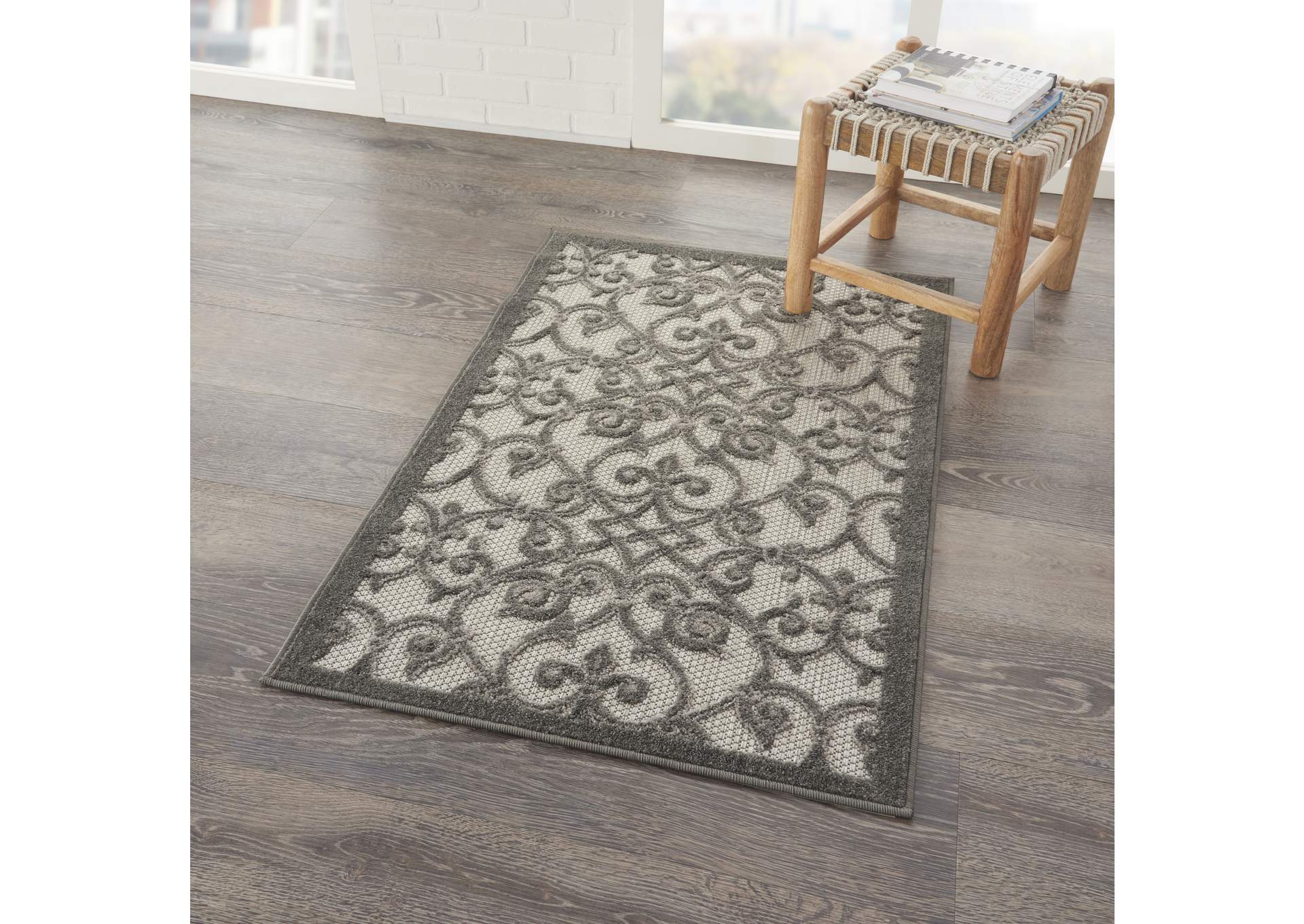 Nourison Aloha 3'x4' Grey Patio Area Rug,Nourison