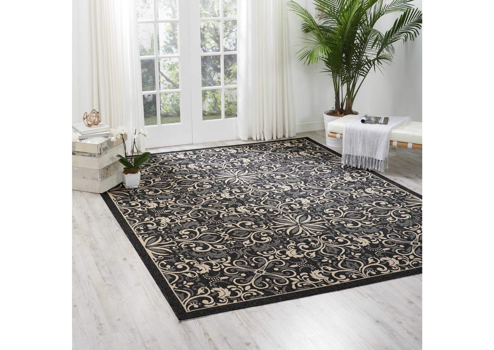 Nourison Caribbean CRB12 Black 8'x11' Oversized Rug,Nourison