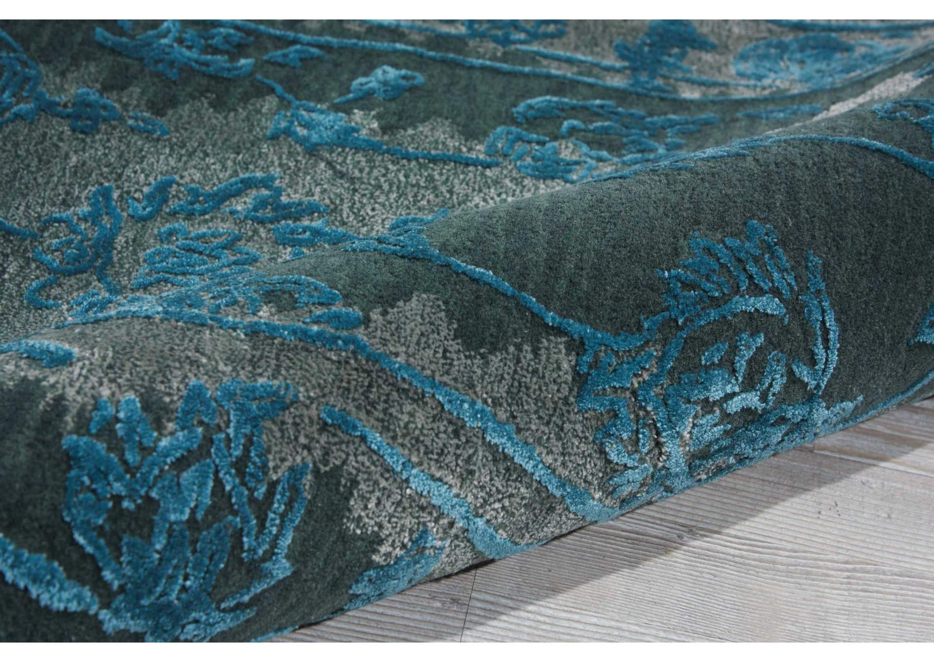 Nourison Opaline OPA12 Black and Blue 8' Runner Hallway Rug,Nourison