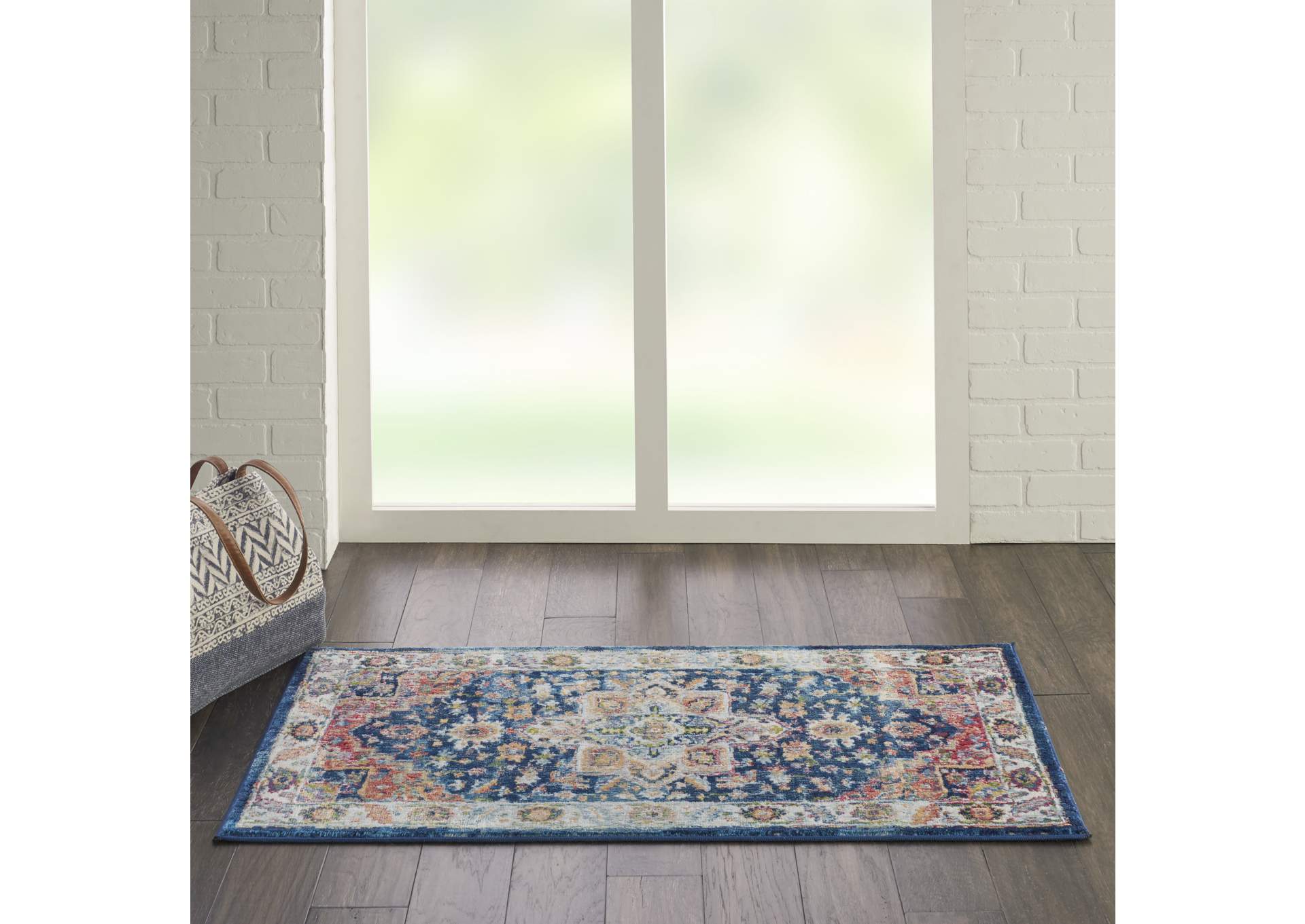 Nourison Ankara Global ANR11 Blue and Red Multicolor Persian Area Rug,Nourison