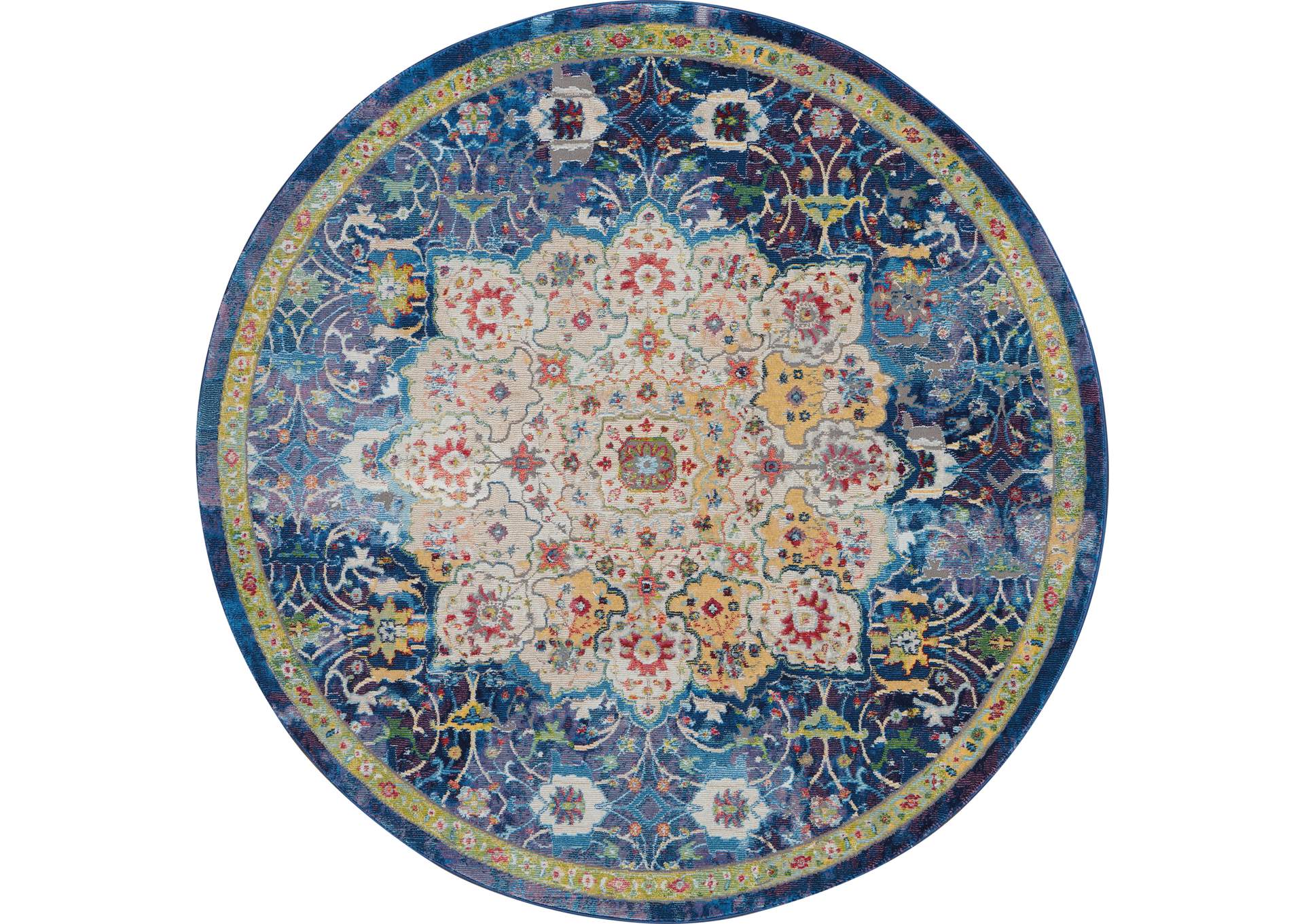 Nourison Ankara Global ANR03 Blue 6' Round Oushak Area Rug,Nourison
