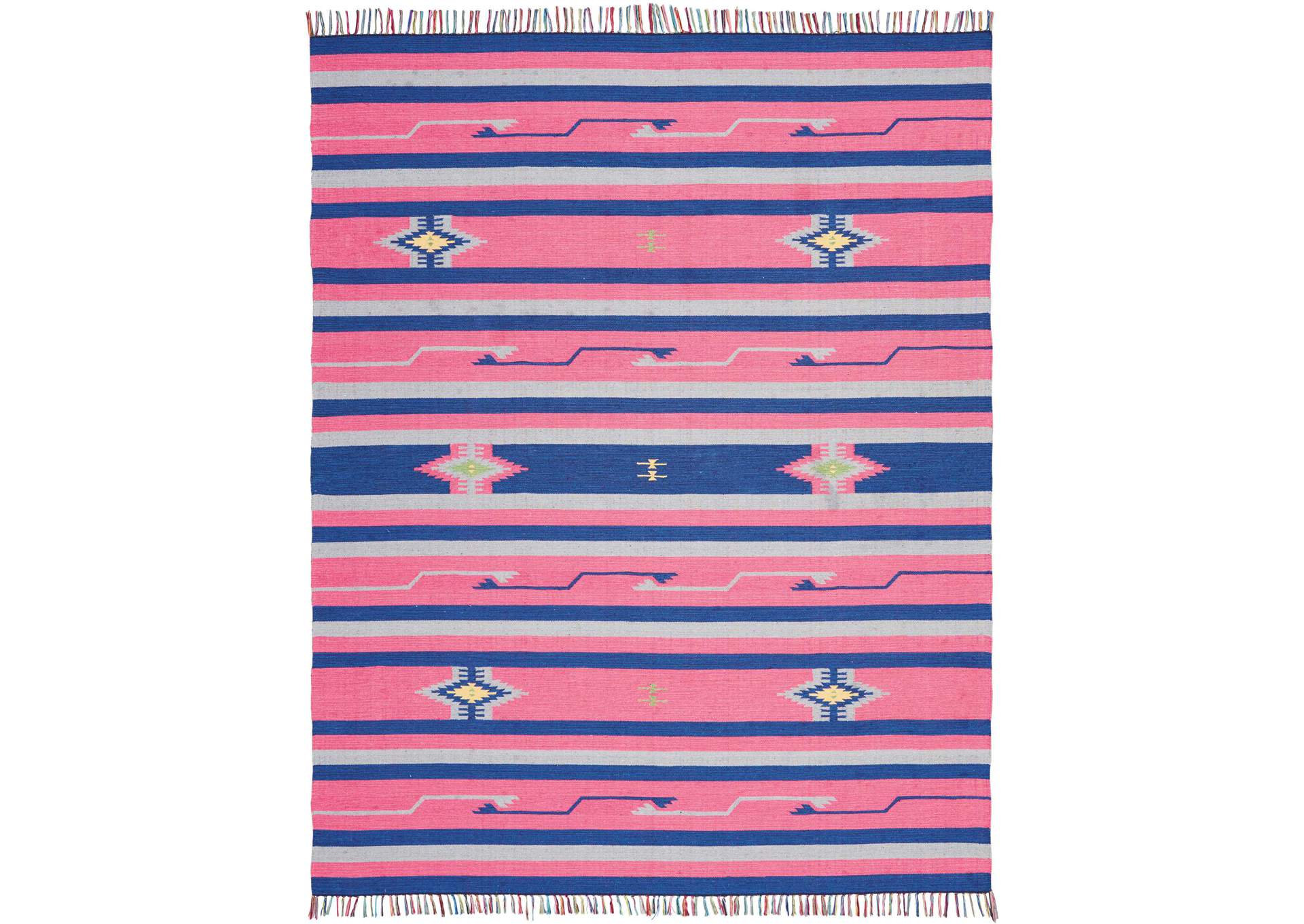 Nourison Baja BAJ01 Pink and Blue 8'x10' Large Flat Weave Rug,Nourison