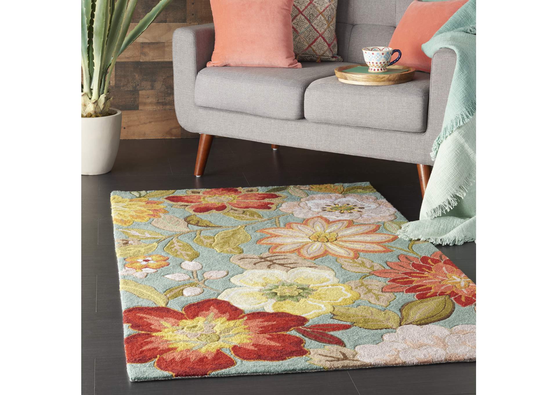 Nourison Fantasy FA18 Blue 4'x6' Area Rug,Nourison