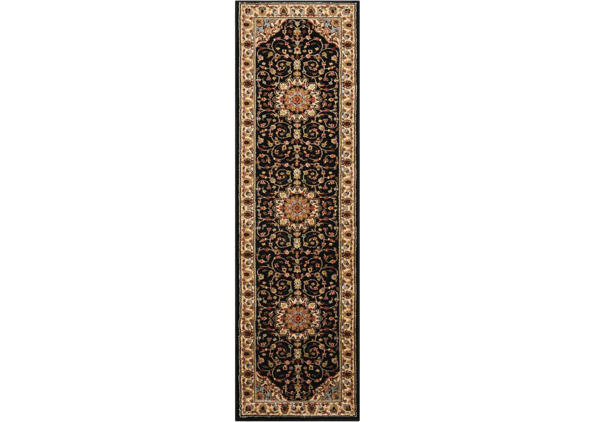 Nourison Delano DEL04 Black 8' Runner Hallway Rug,Nourison