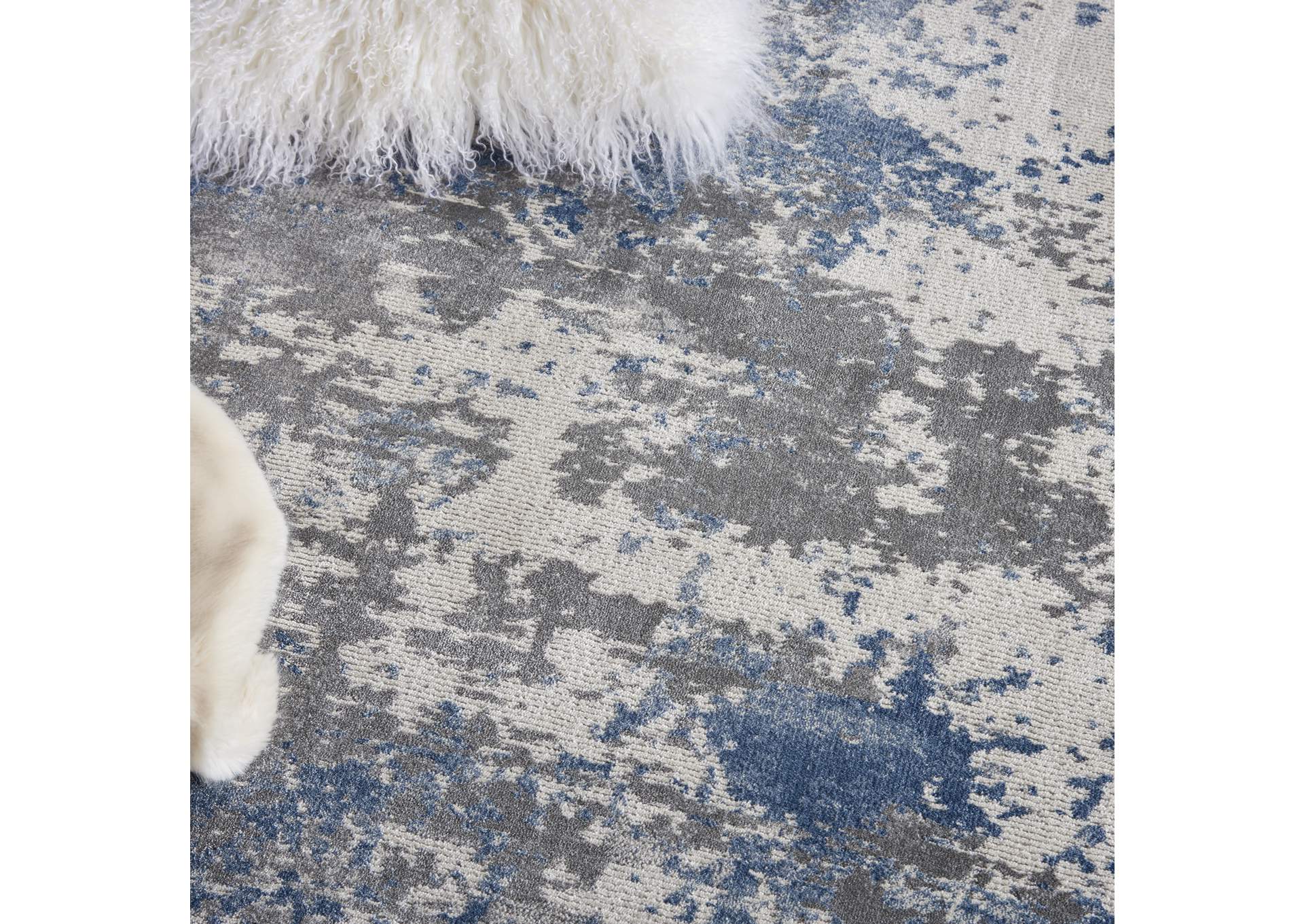 Nourison Rustic Textures RUS08 Blue and Grey 5'x7' Abstract Area Rug,Nourison