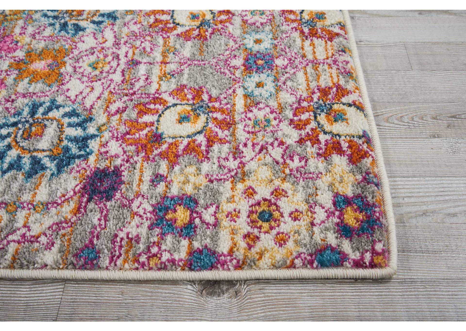 Nourison Passion PSN01 Pink and Grey 8' Runner Hallway Rug,Nourison