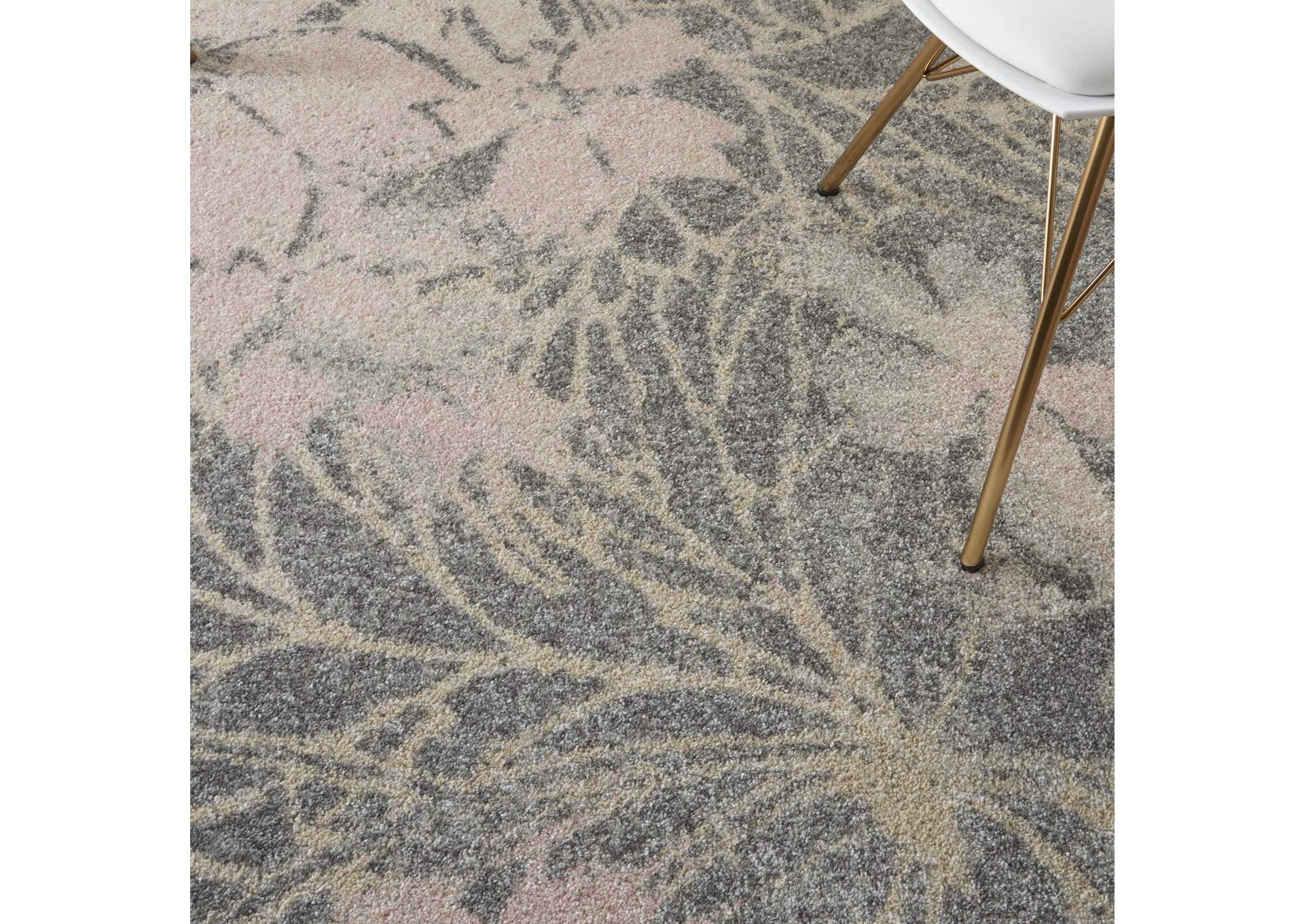 Nourison Tranquil TRA08 Pink and Grey 5'x7' Ombre Floral Area Rug,Nourison