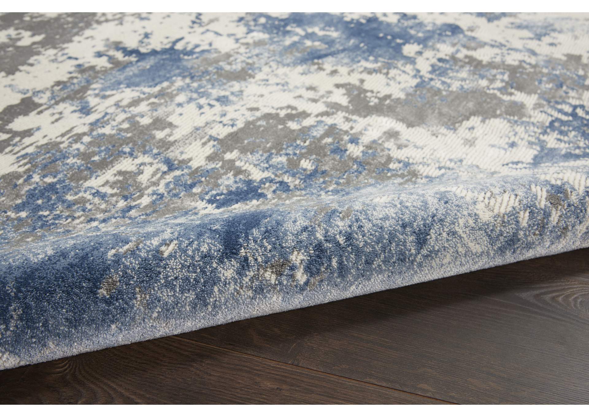 Nourison Rustic Textures RUS08 Blue and Grey 4'x6' Abstract Area Rug,Nourison