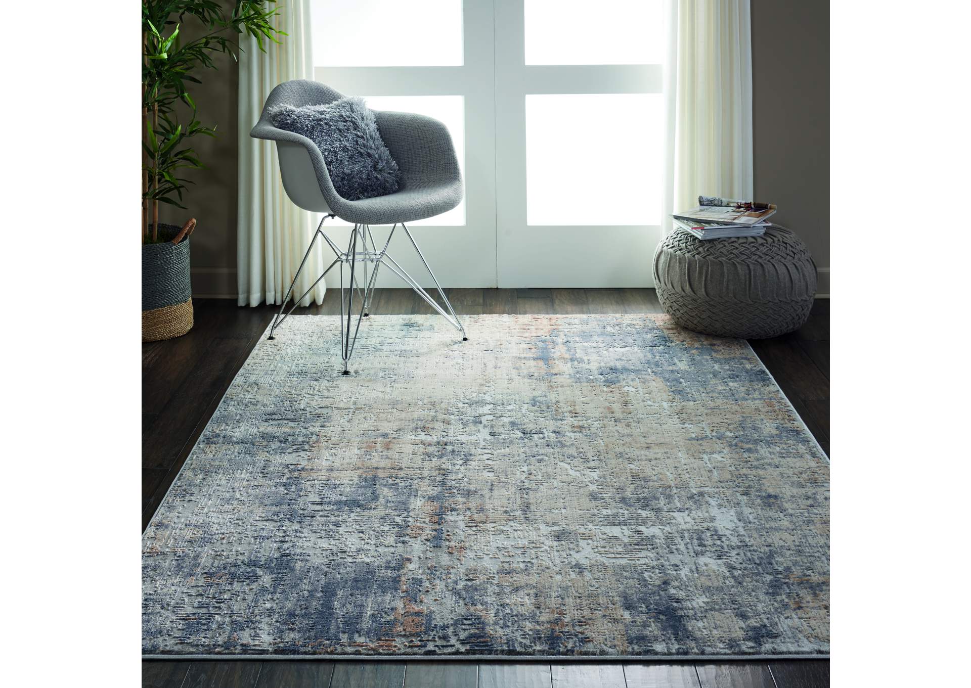 Nourison Rustic Textures RUS01 Grey and Beige 4'x6' Rustic Area Rug,Nourison