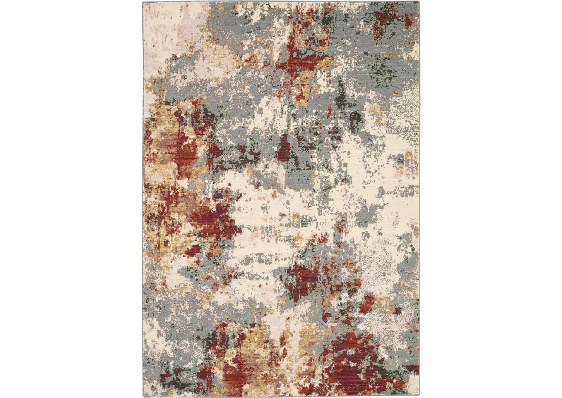 Nourison Artworks ATW01 Grey and Red 6'x8' Abstract Area Rug,Nourison