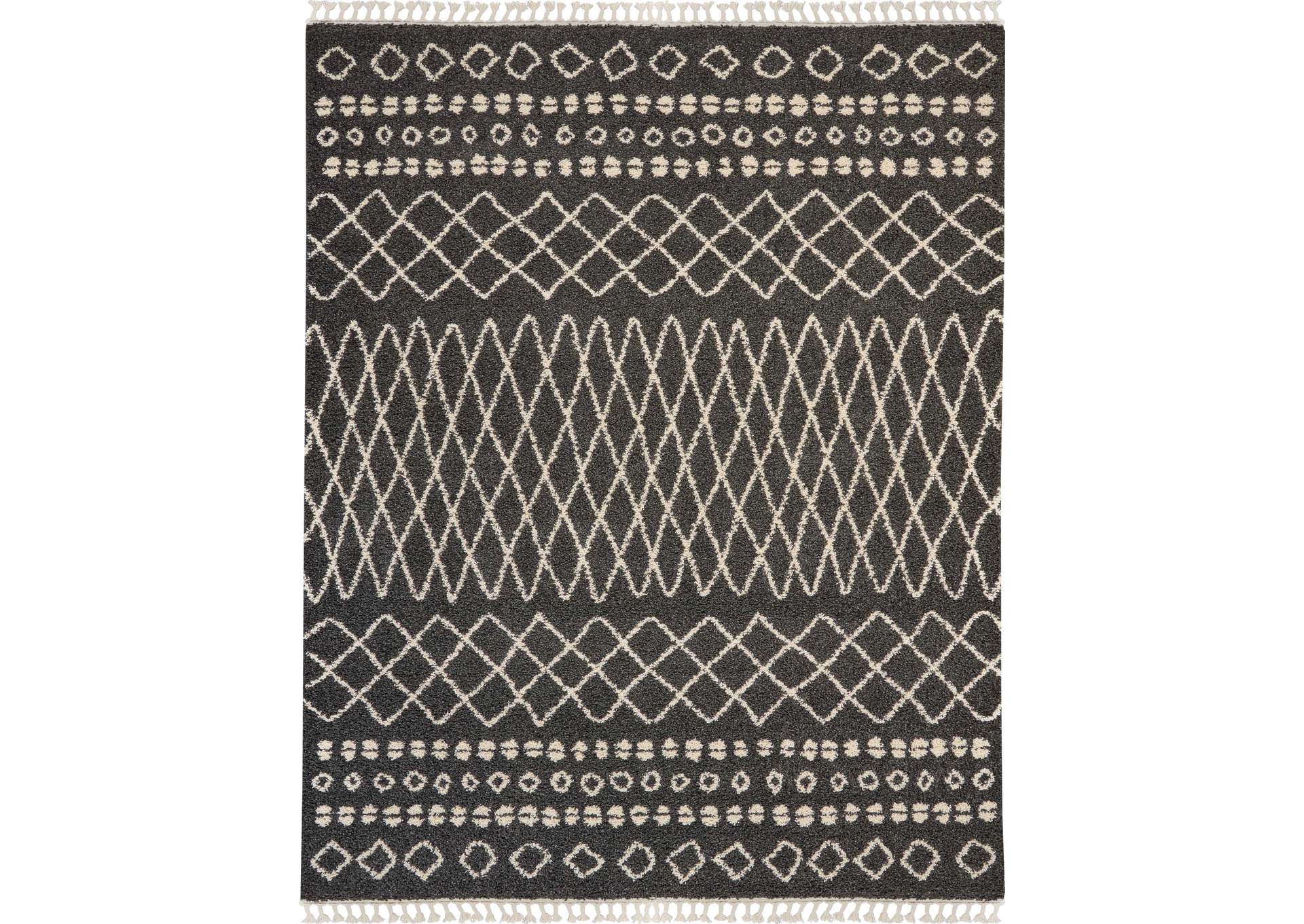 Nourison Moroccan Shag MRS02 Black 9'x13' Oversized Rug,Nourison