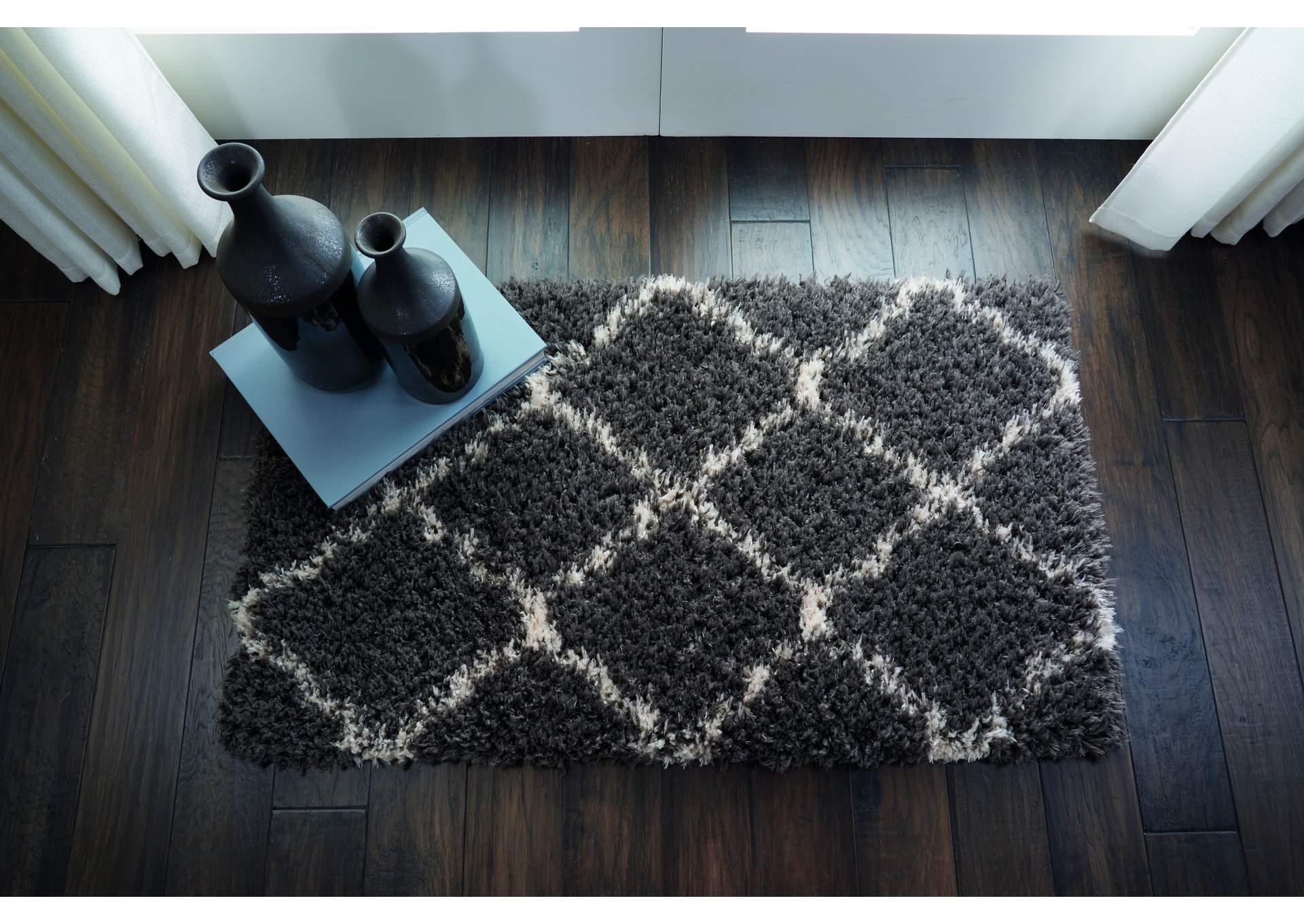 Nourison Luxe Shag 2' X 4' Dark Grey Plush Area Rug,Nourison