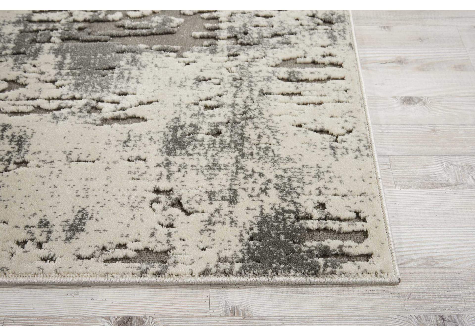 Michael Amini Gleam MA602 Grey and White 8' Runner Hallway Rug,Nourison