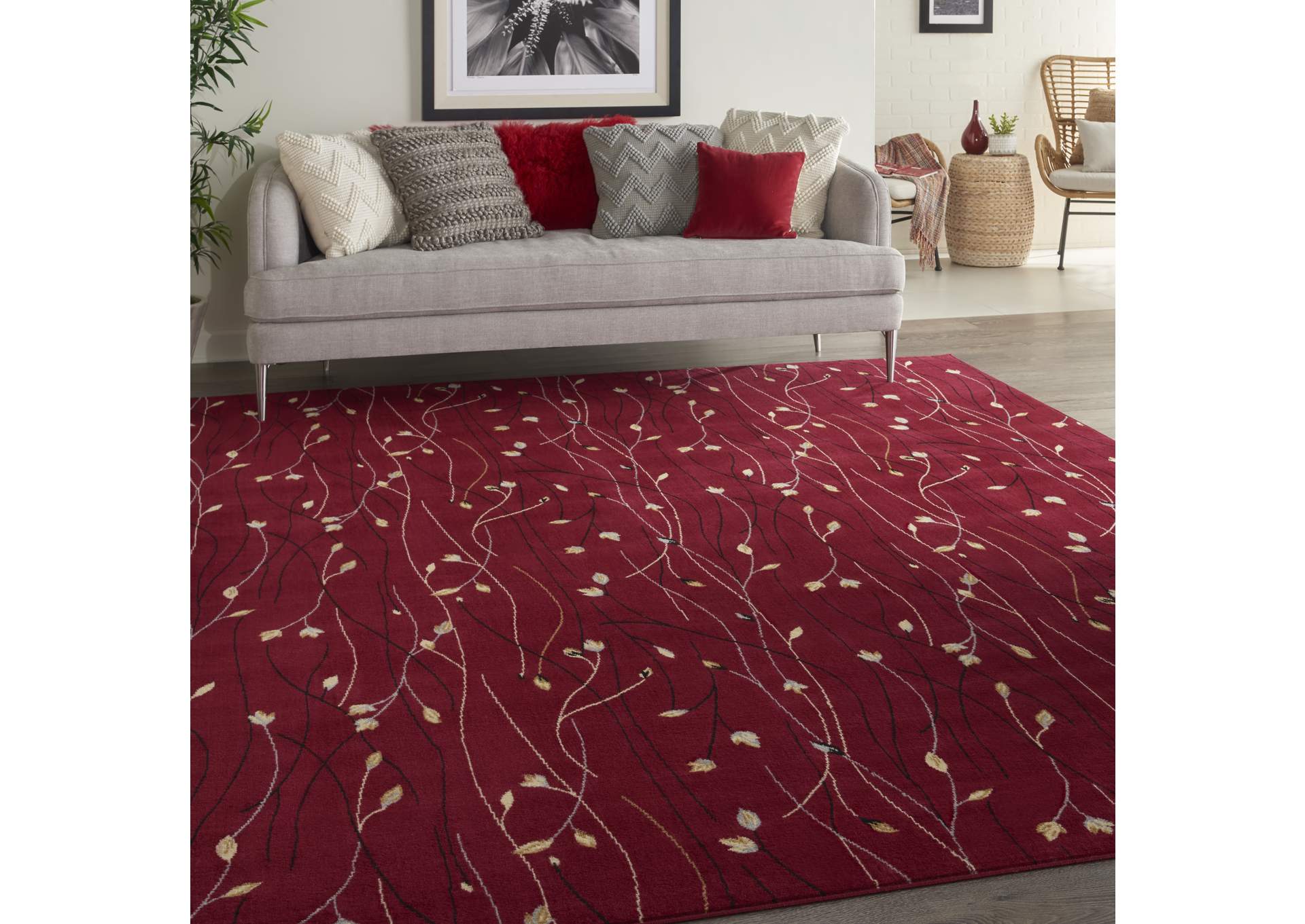 Nourison Grafix GRF15 Red 9'x12' Area Rug,Nourison