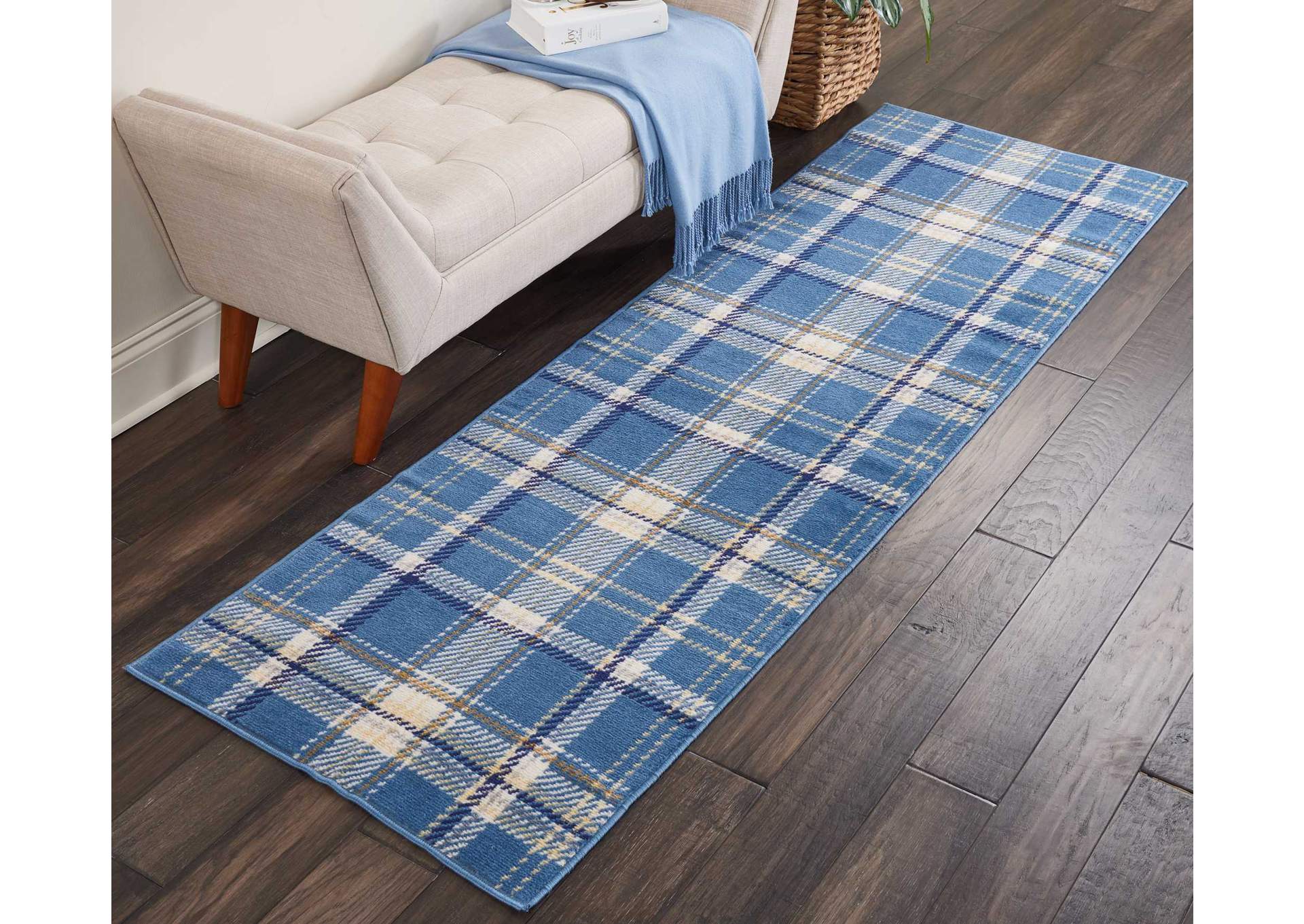 Nourison Grafix GRF03 Blue 8' Runner Hallway Rug,Nourison