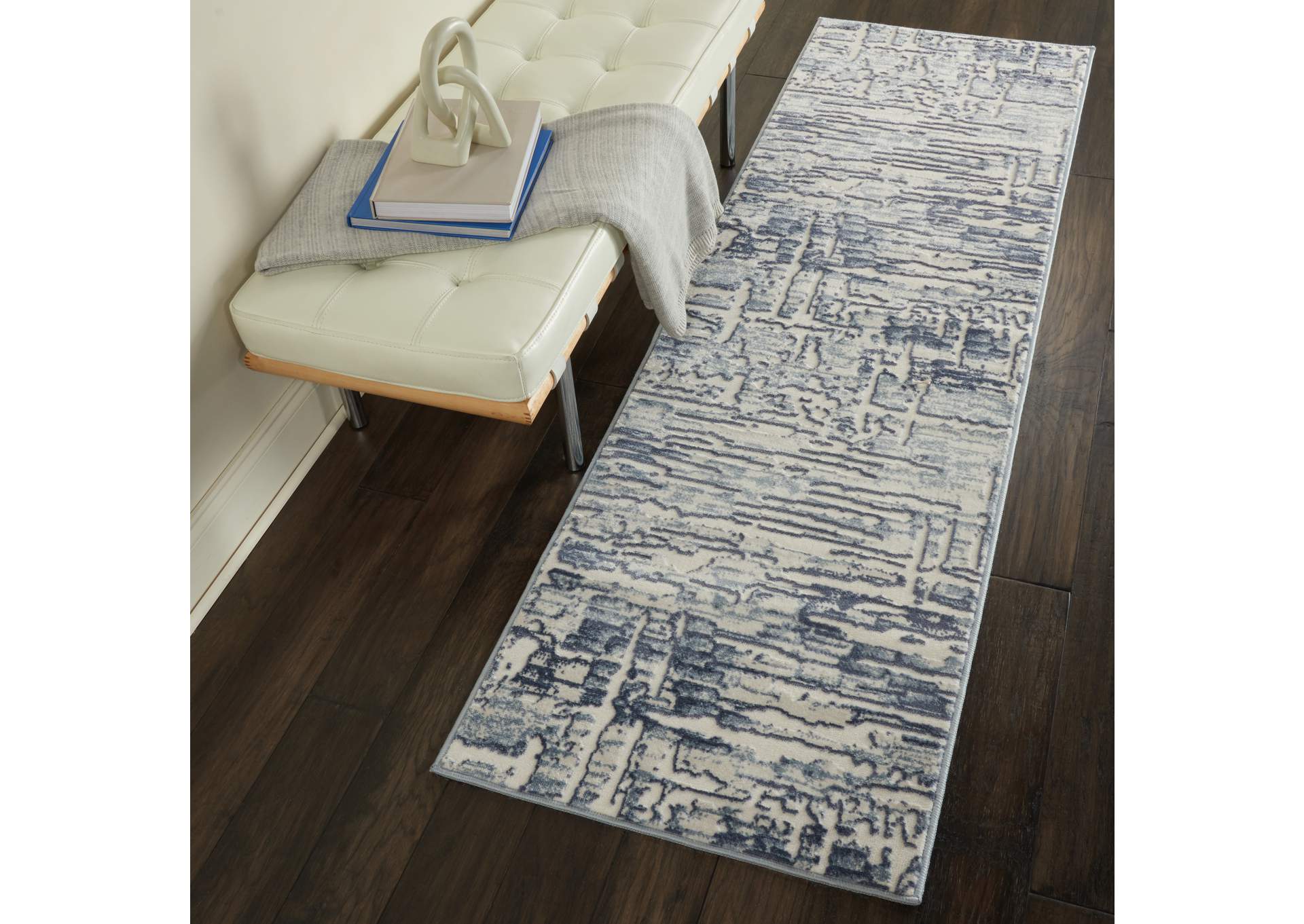 Nourison Urban Chic URC01 Grey and Slate 7' Runner Hallway Rug,Nourison