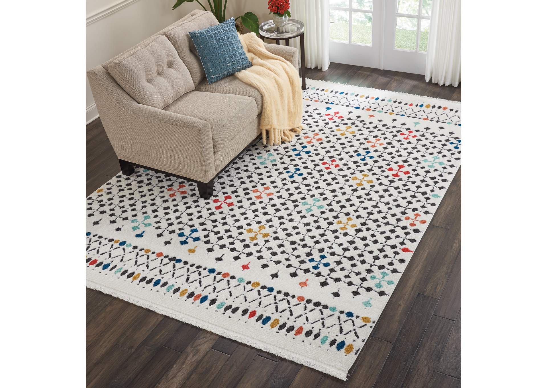 Nourison Kamala DS504 White Multicolor 8'x11' Oversized Rug,Nourison
