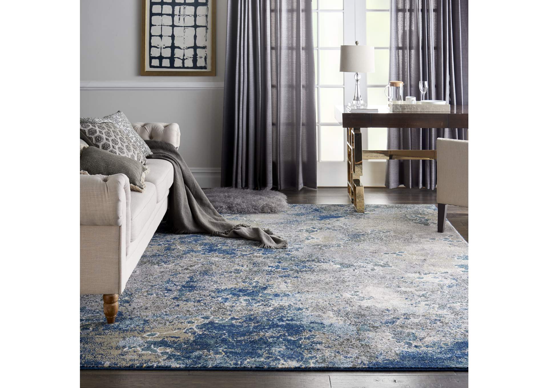 Nourison Artworks ATW02 Blue and Grey 9'x12' Rug,Nourison