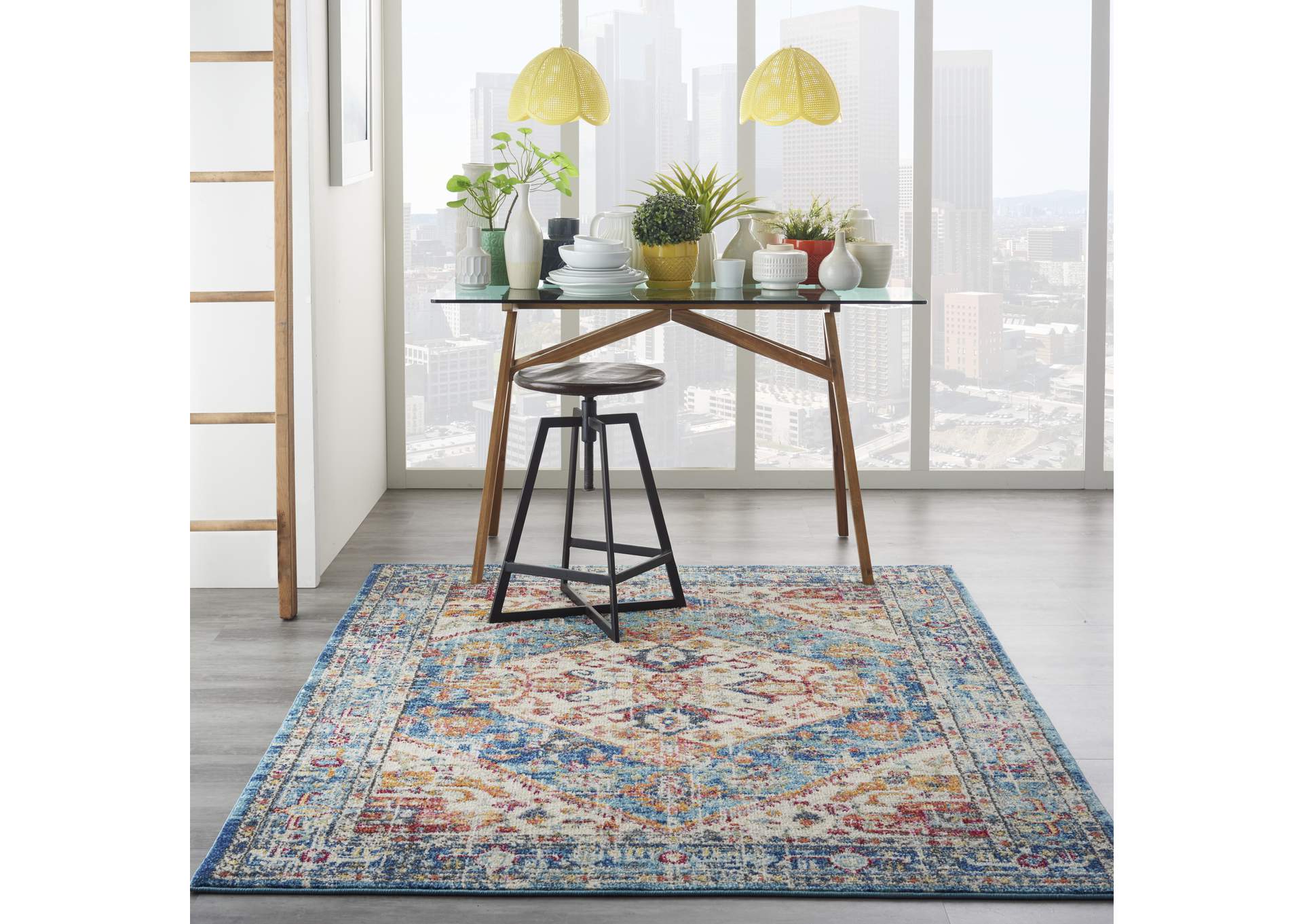 Nourison Passion 5' x 7' Ivory Light Blue Area Rug,Nourison
