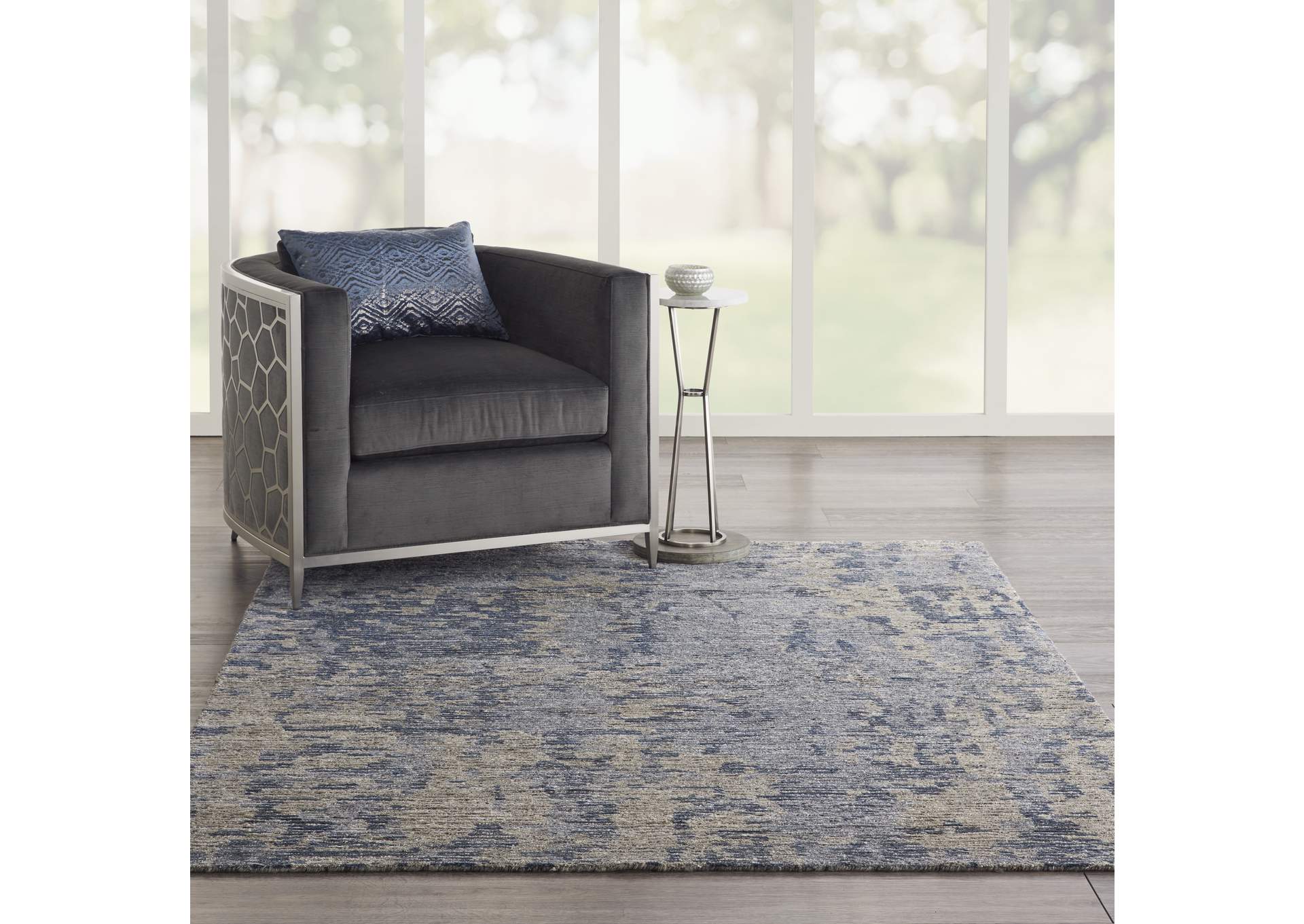 Nourison Ellora ELL04 Grey 6'x8' Modern Area Rug,Nourison