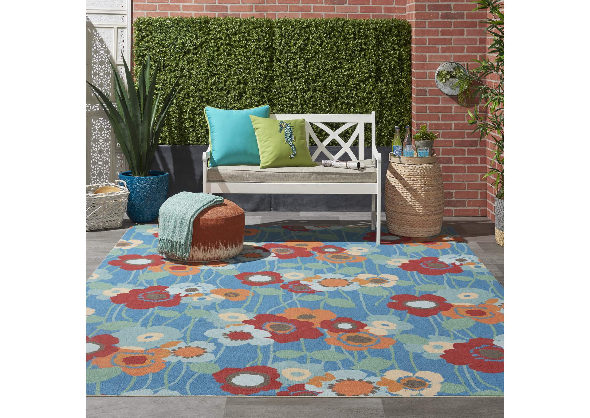 Waverly Sun N Shade SND27 Blue 8'x11' Rug,Nourison