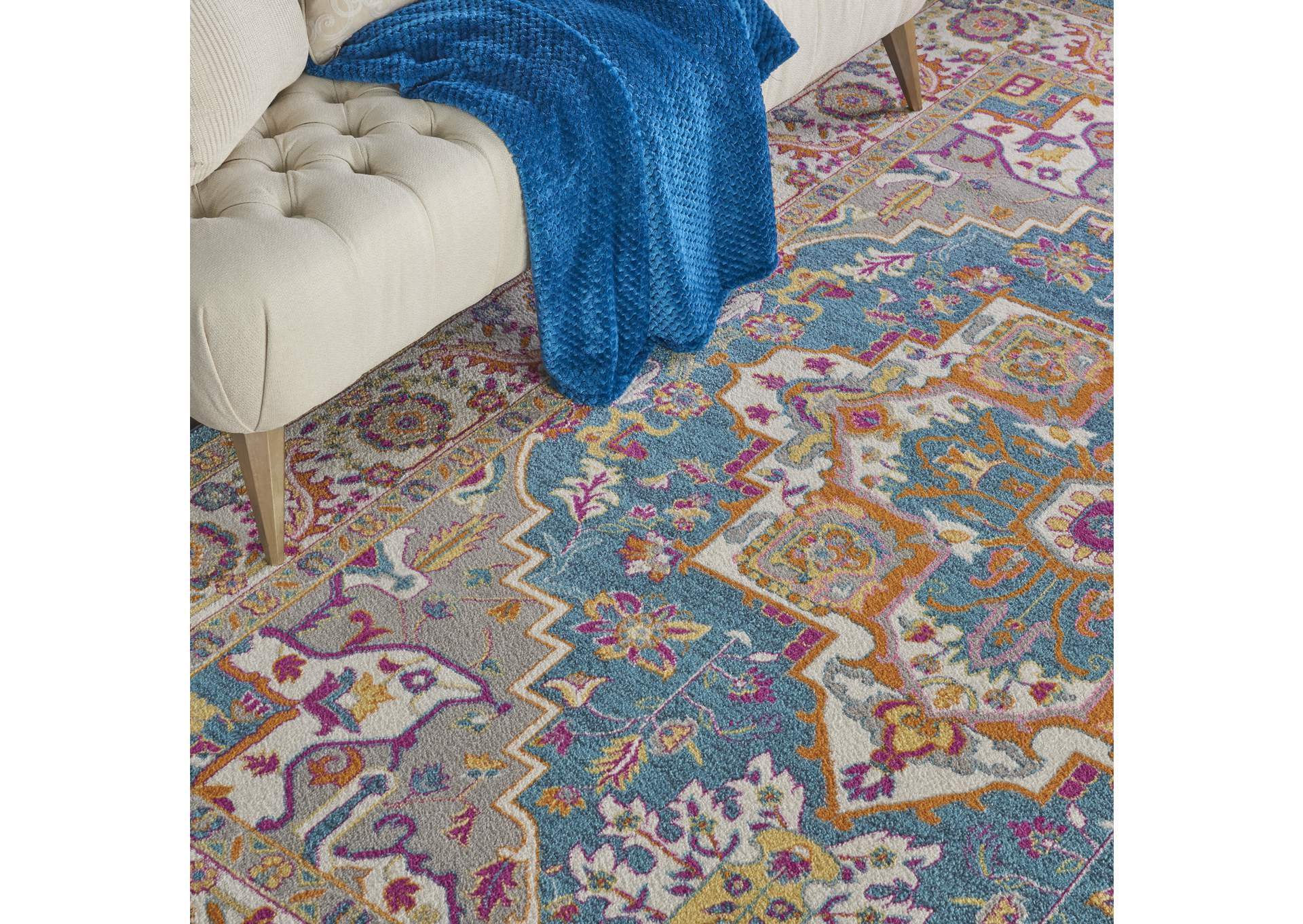 Nourison Passion PSN20 Teal Multicolor 7'x10' Large Rug,Nourison