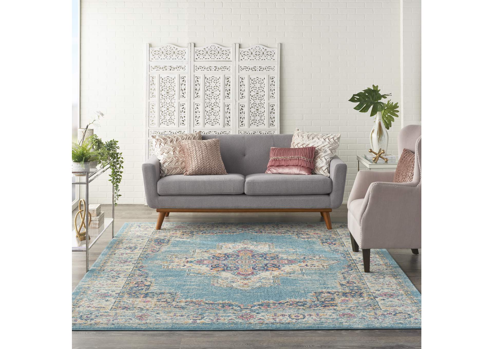 Nourison Passion 7' x 10' Ivory Light Blue Area Rug,Nourison