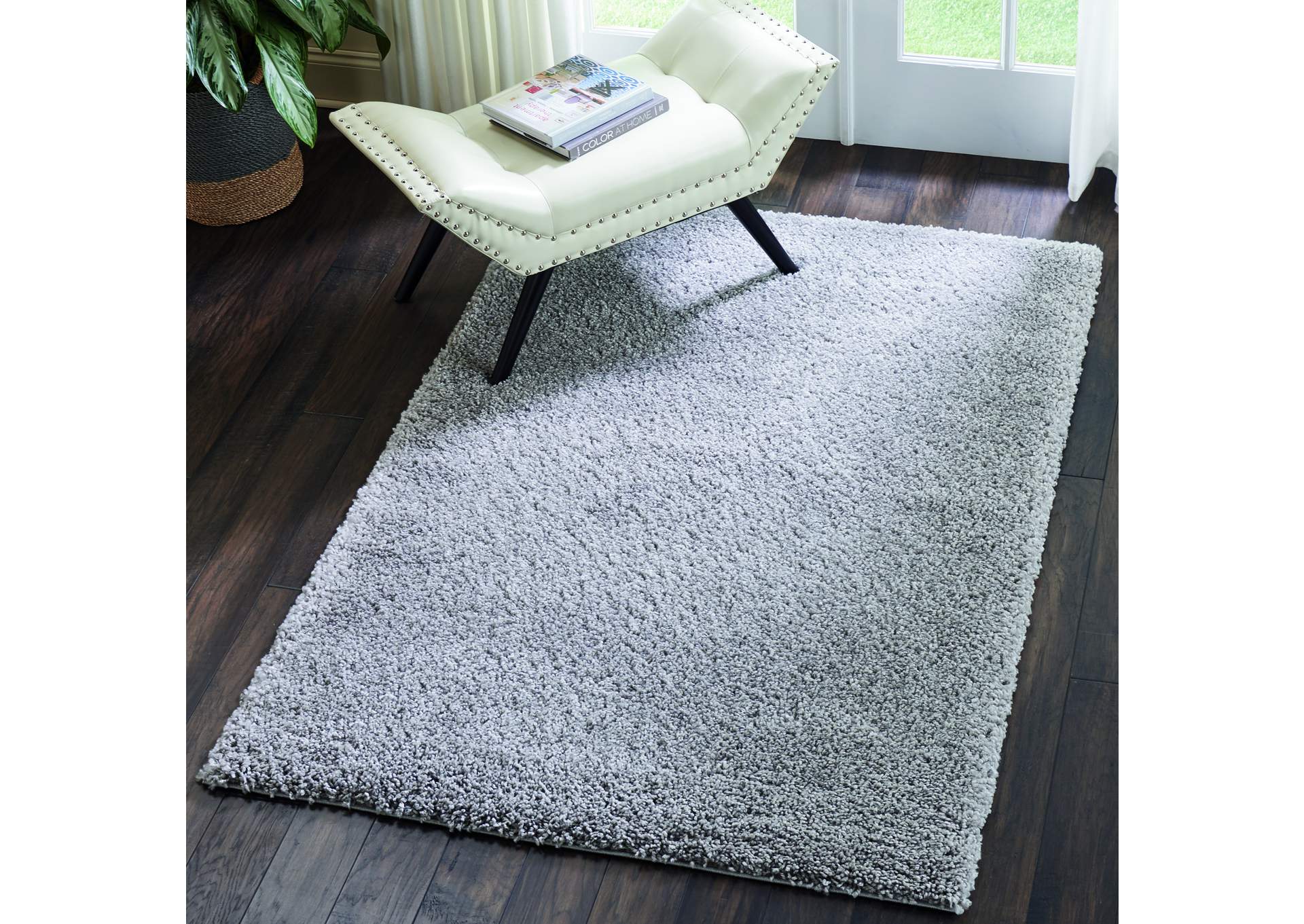 Nourison Malibu Shag MSG01 Grey 4'x6' Area Rug,Nourison
