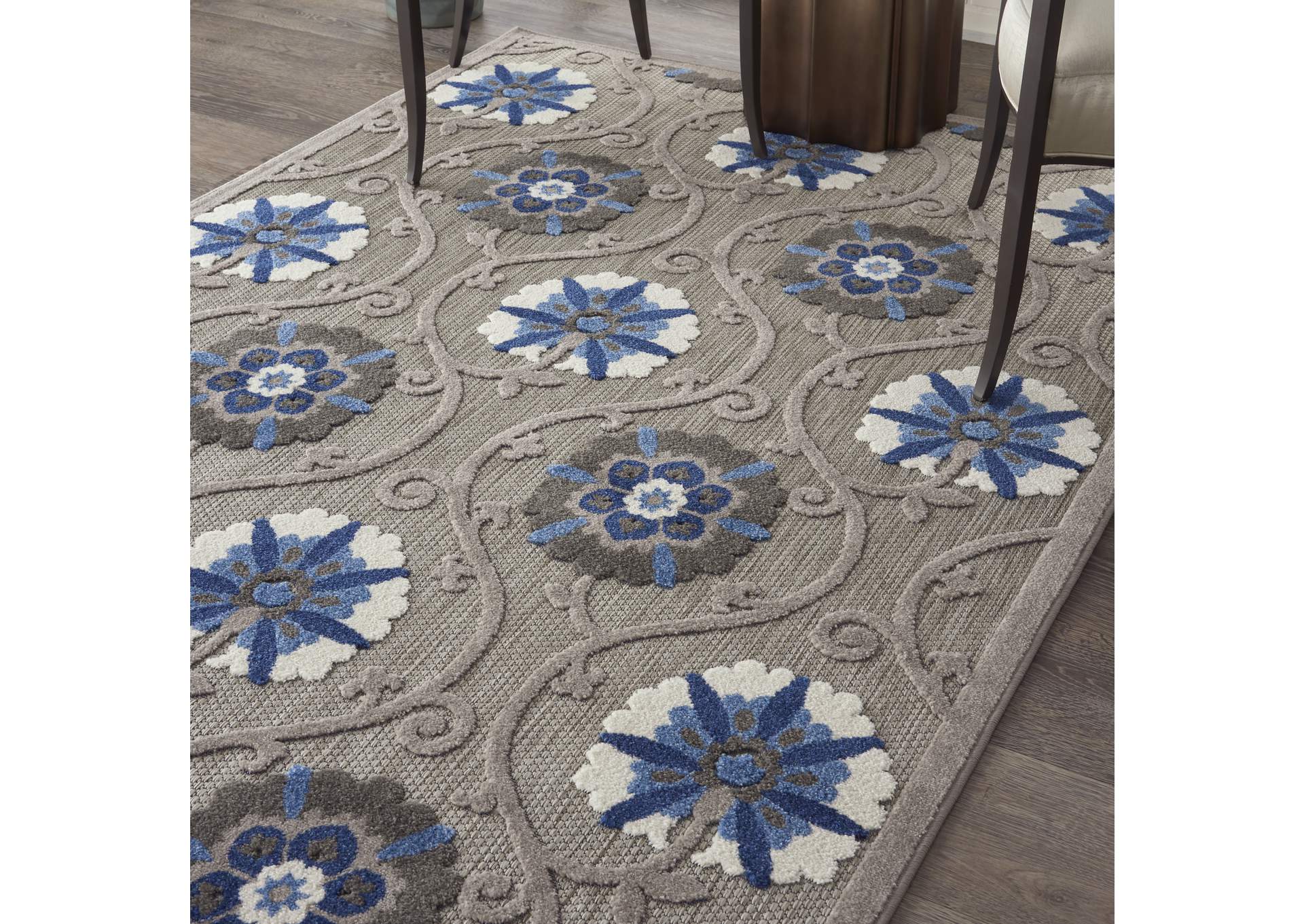 Nourison Aloha 4'x6' Grey Patio Area Rug,Nourison